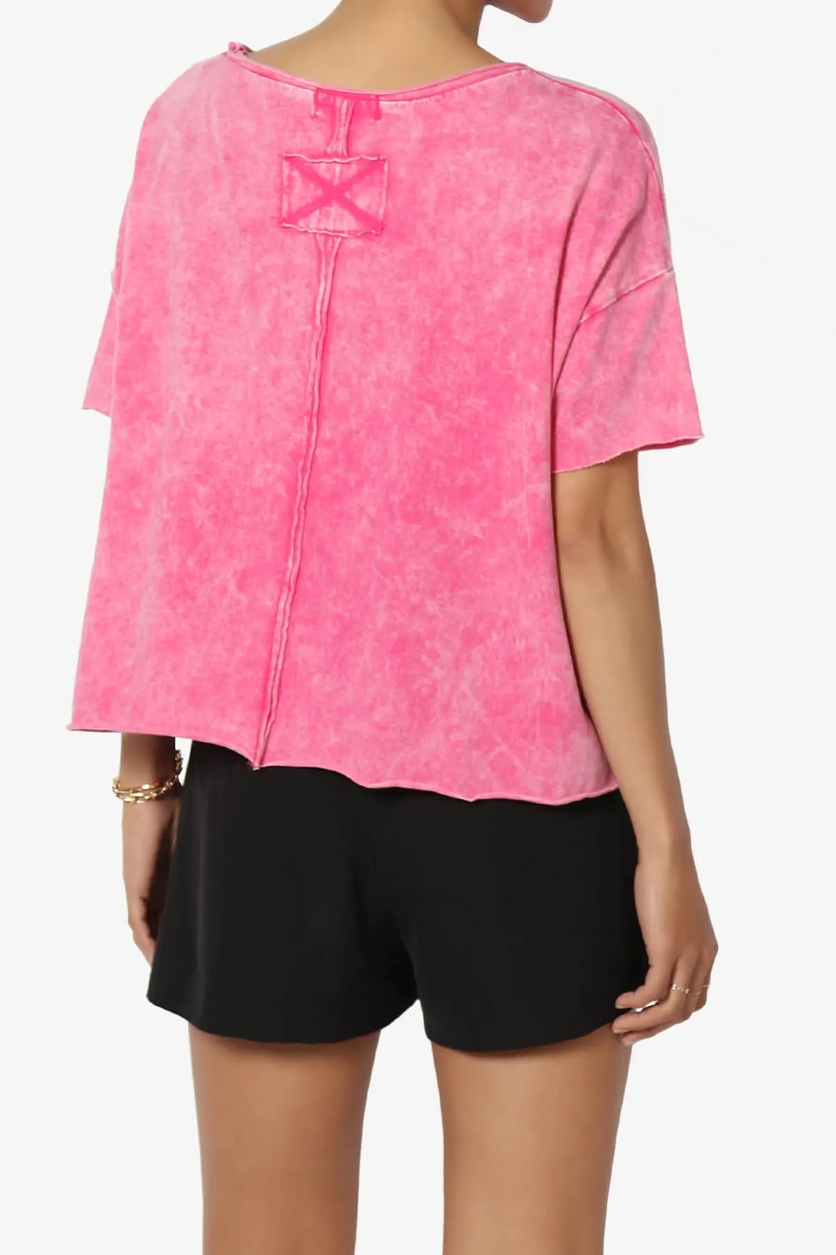 Kiralin Acid Wash Short Sleeve Crop T-Shirt