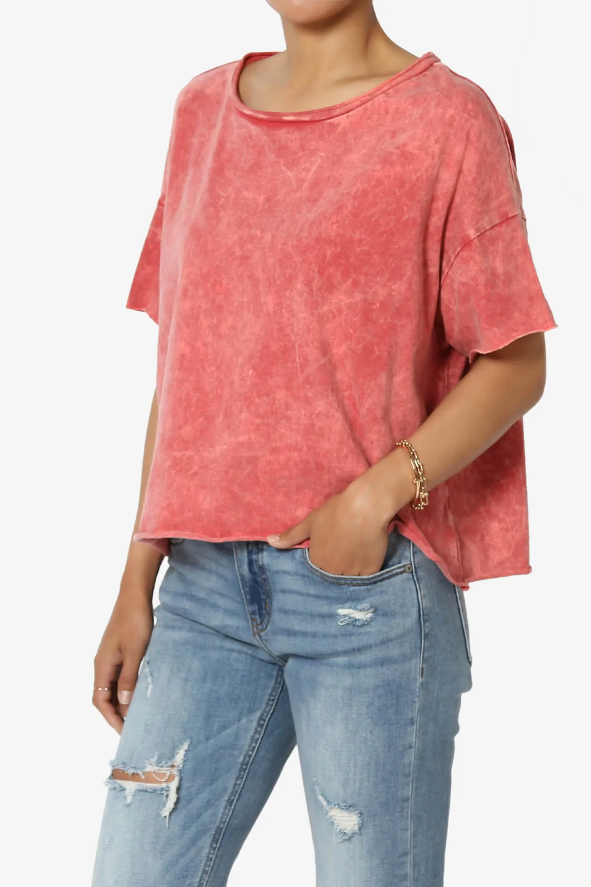 Kiralin Acid Wash Short Sleeve Crop T-Shirt