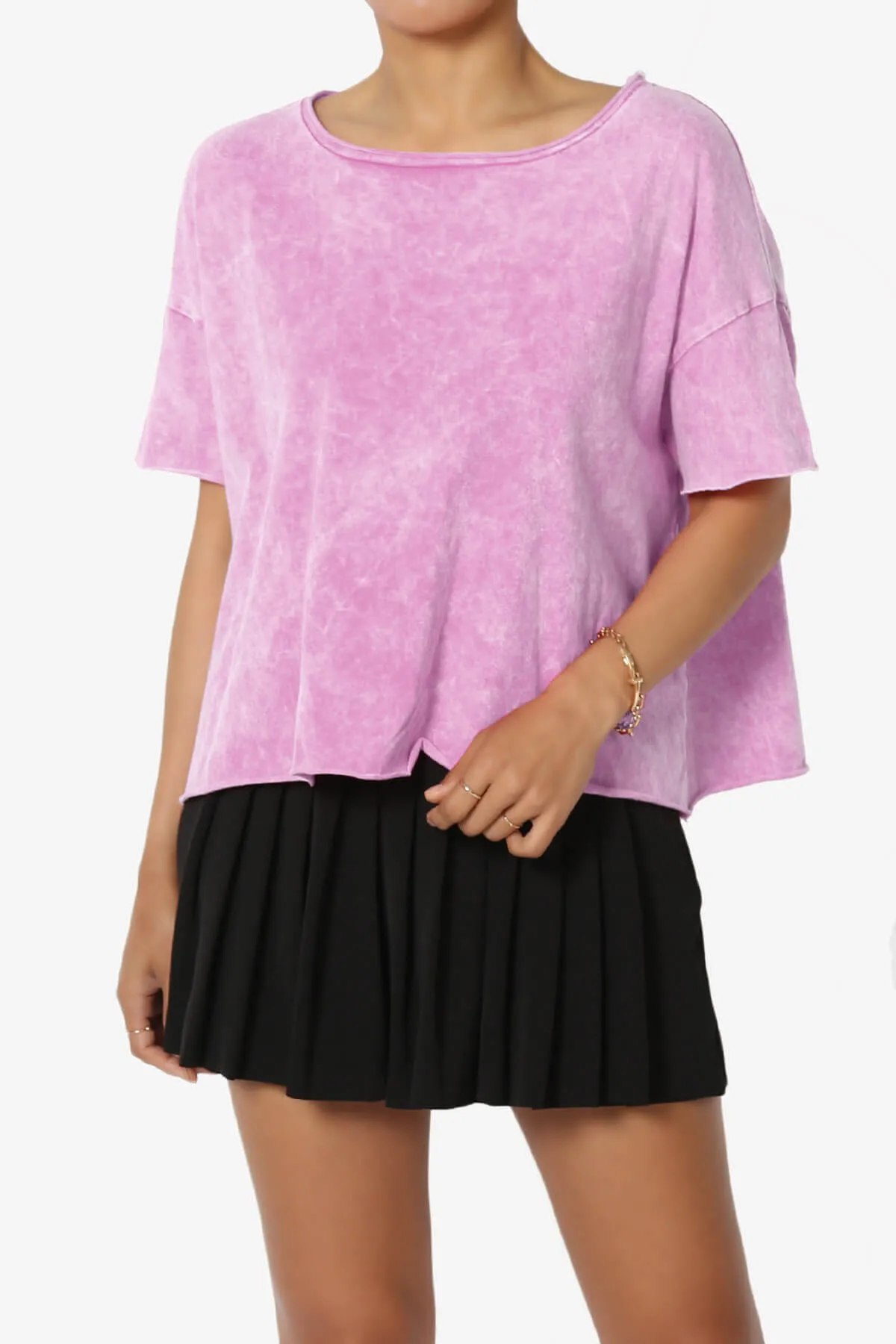 Kiralin Acid Wash Short Sleeve Crop T-Shirt
