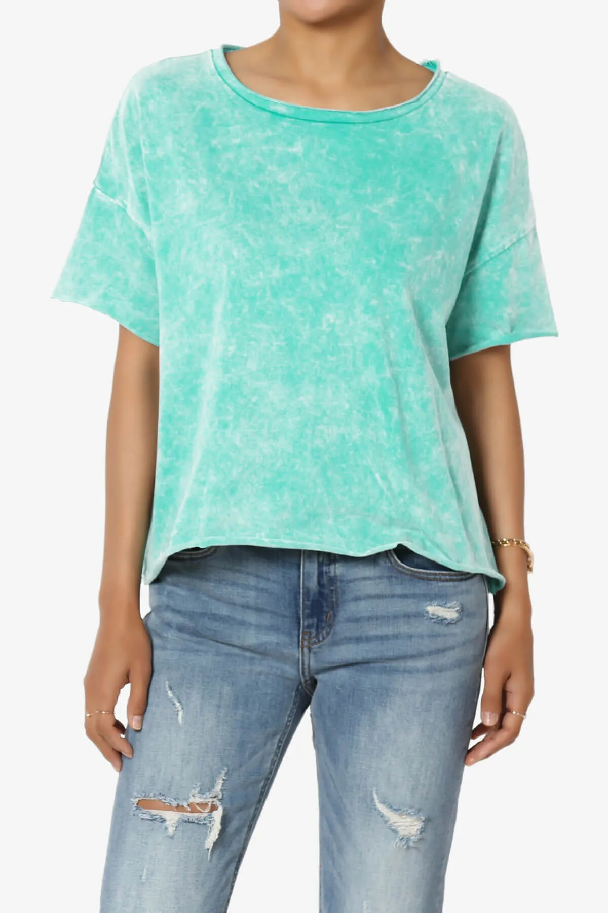 Kiralin Acid Wash Short Sleeve Crop T-Shirt