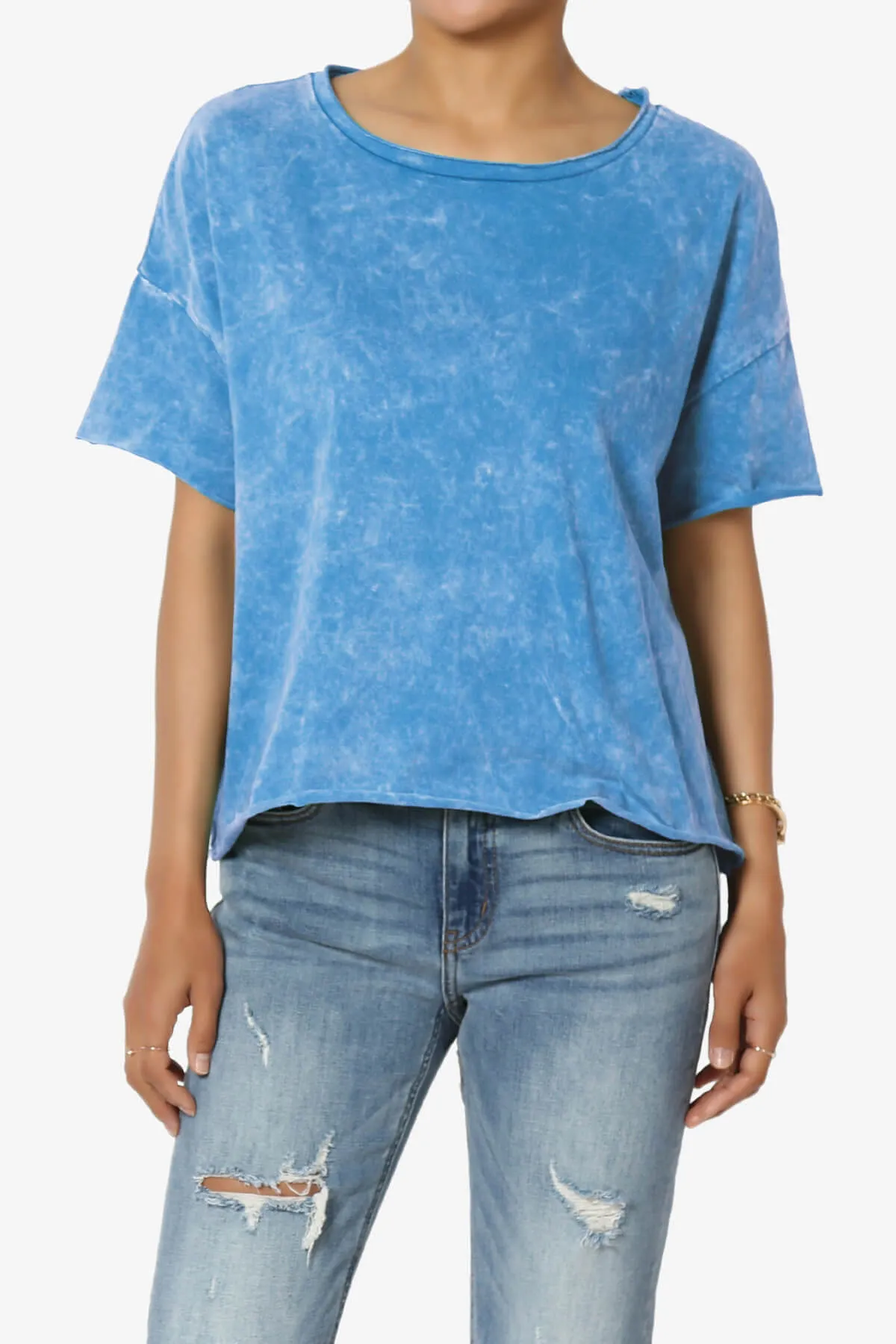 Kiralin Acid Wash Short Sleeve Crop T-Shirt