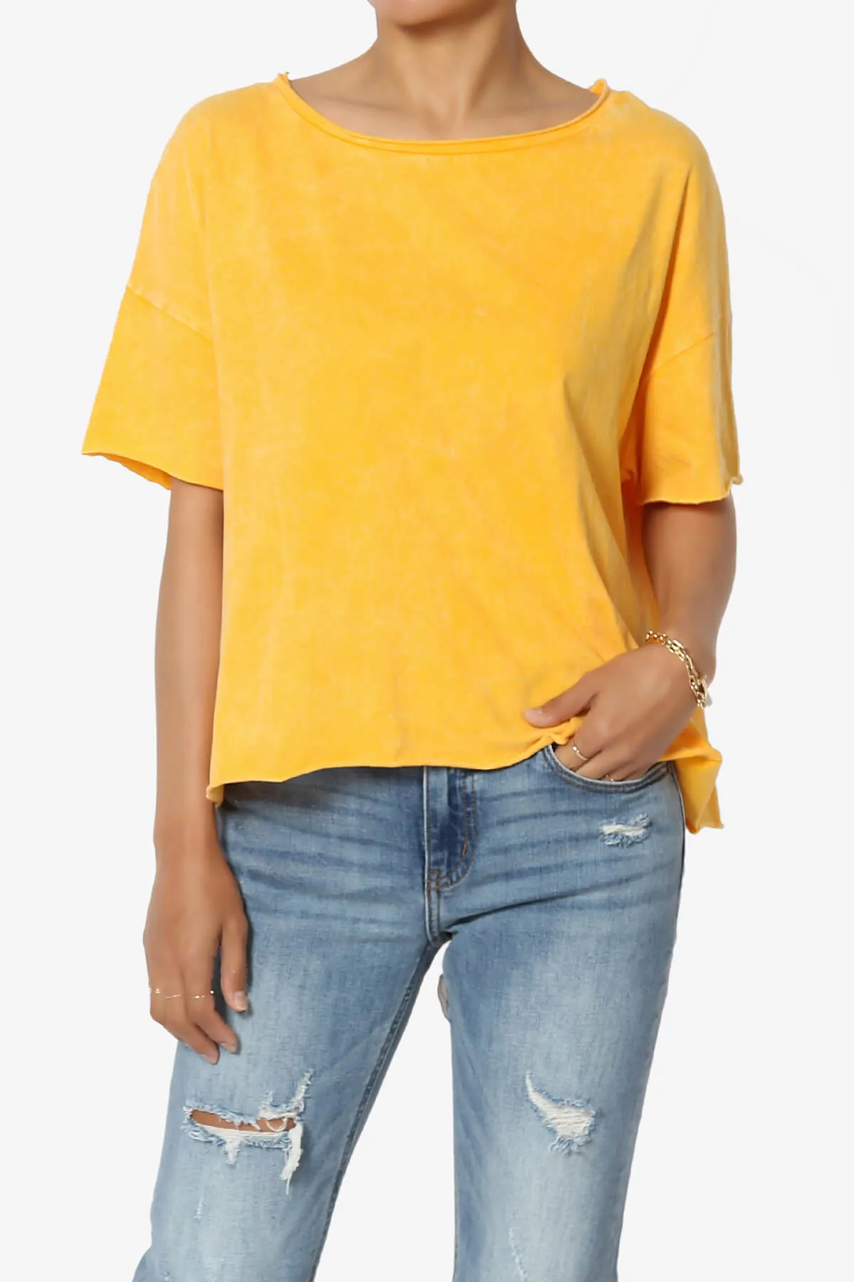 Kiralin Acid Wash Short Sleeve Crop T-Shirt