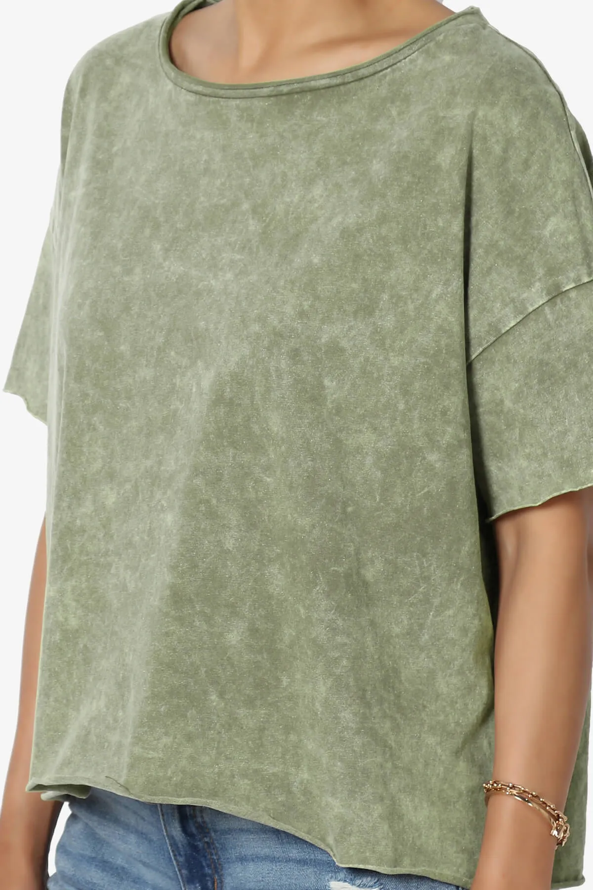 Kiralin Acid Wash Short Sleeve Crop T-Shirt
