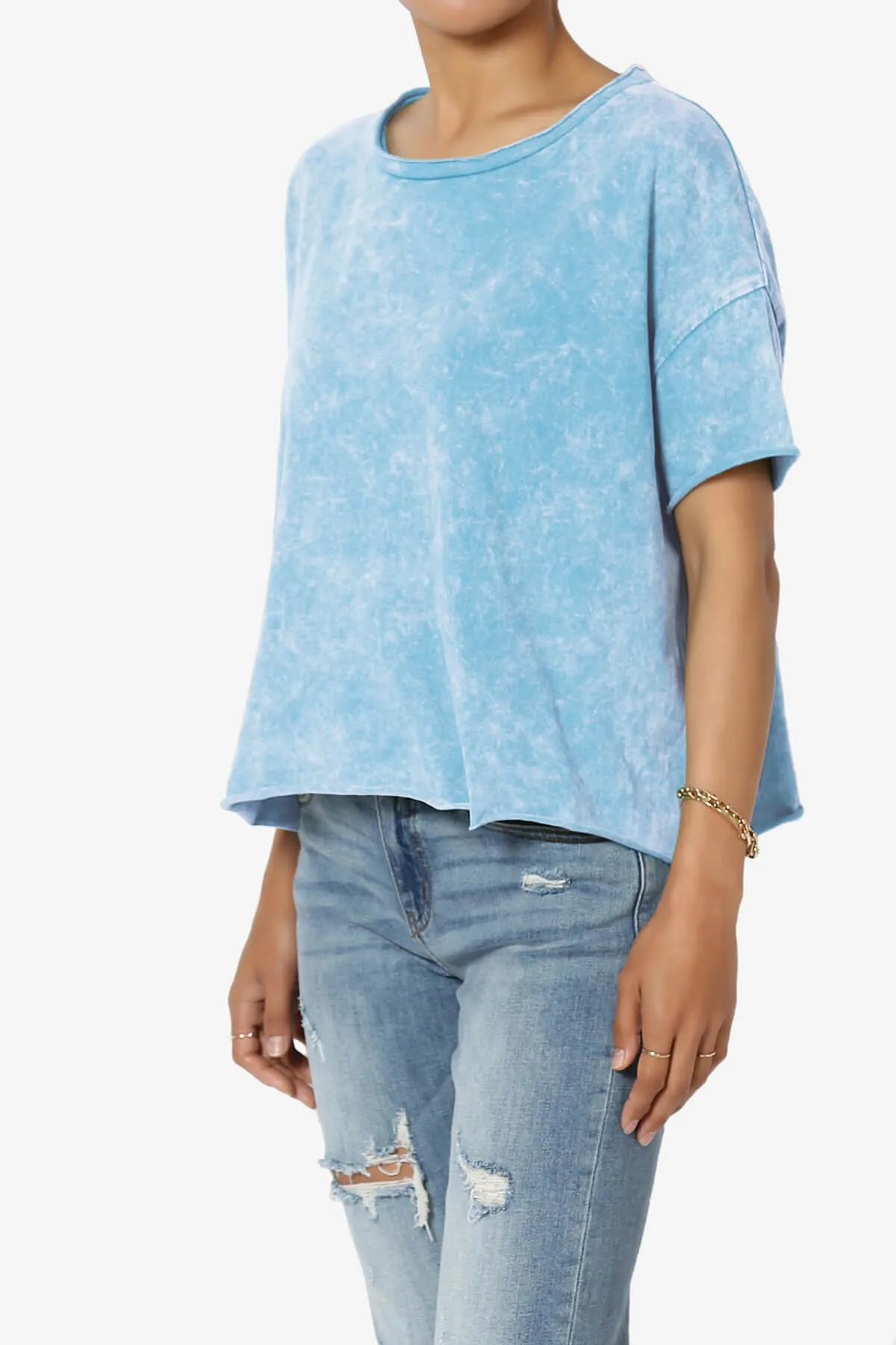 Kiralin Acid Wash Short Sleeve Crop T-Shirt