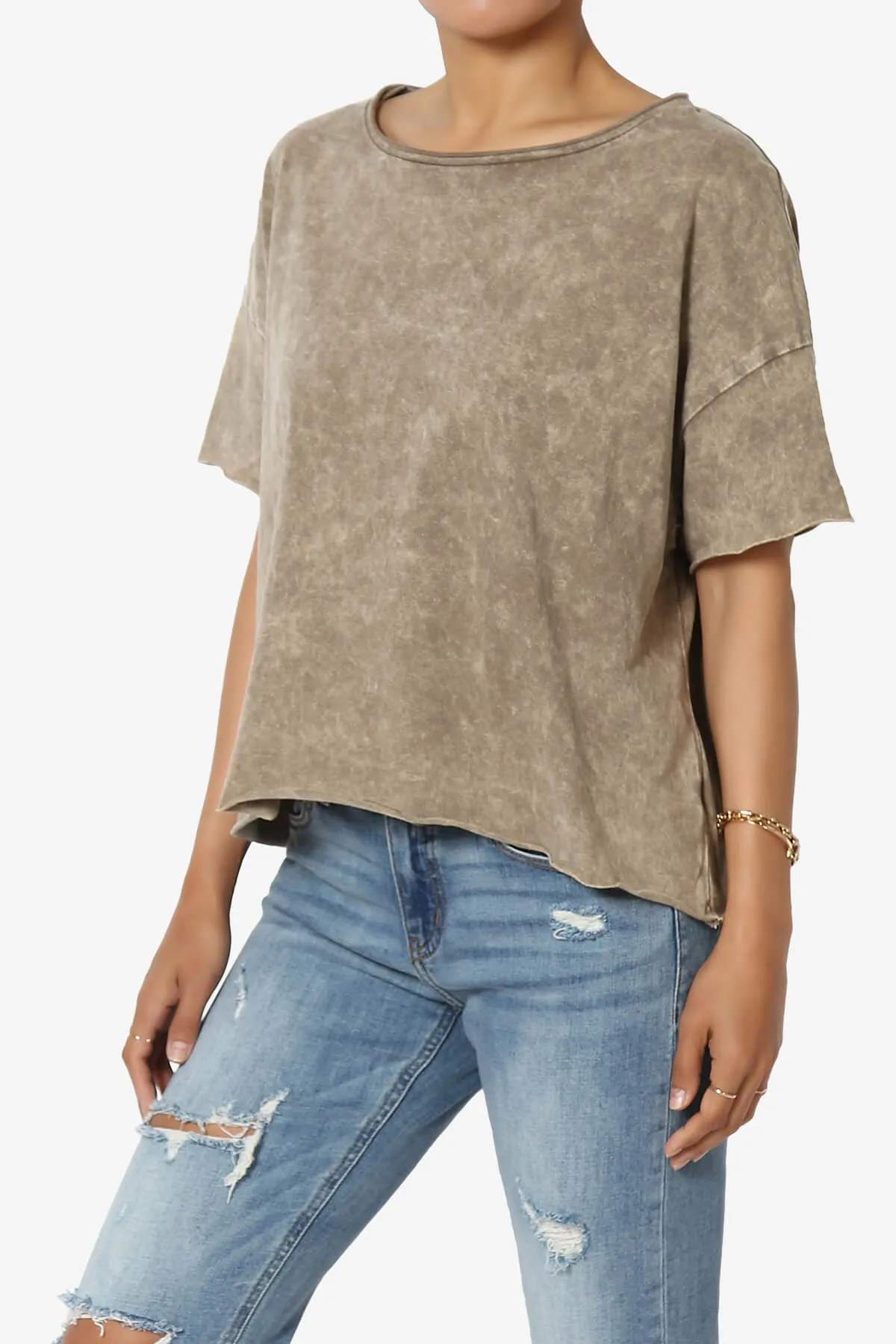 Kiralin Acid Wash Short Sleeve Crop T-Shirt