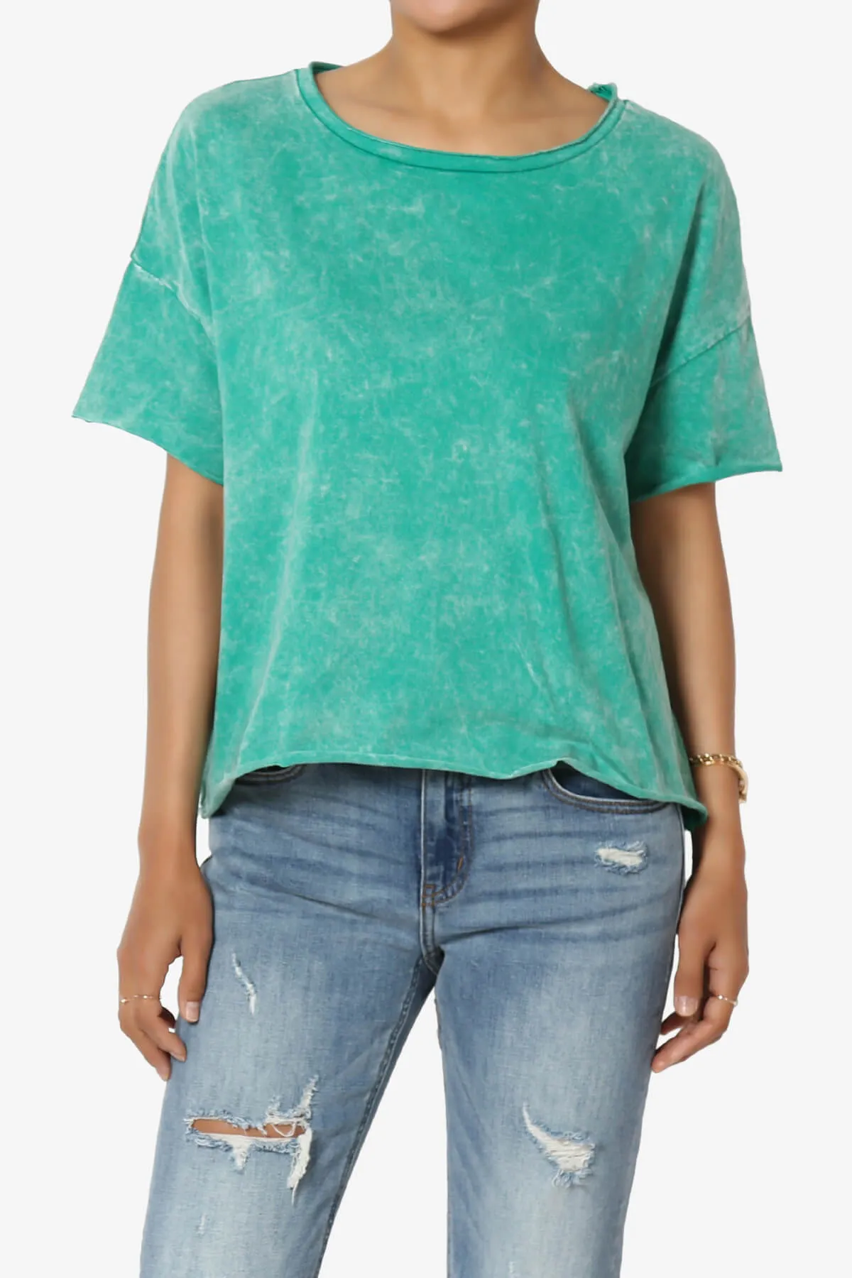 Kiralin Acid Wash Short Sleeve Crop T-Shirt