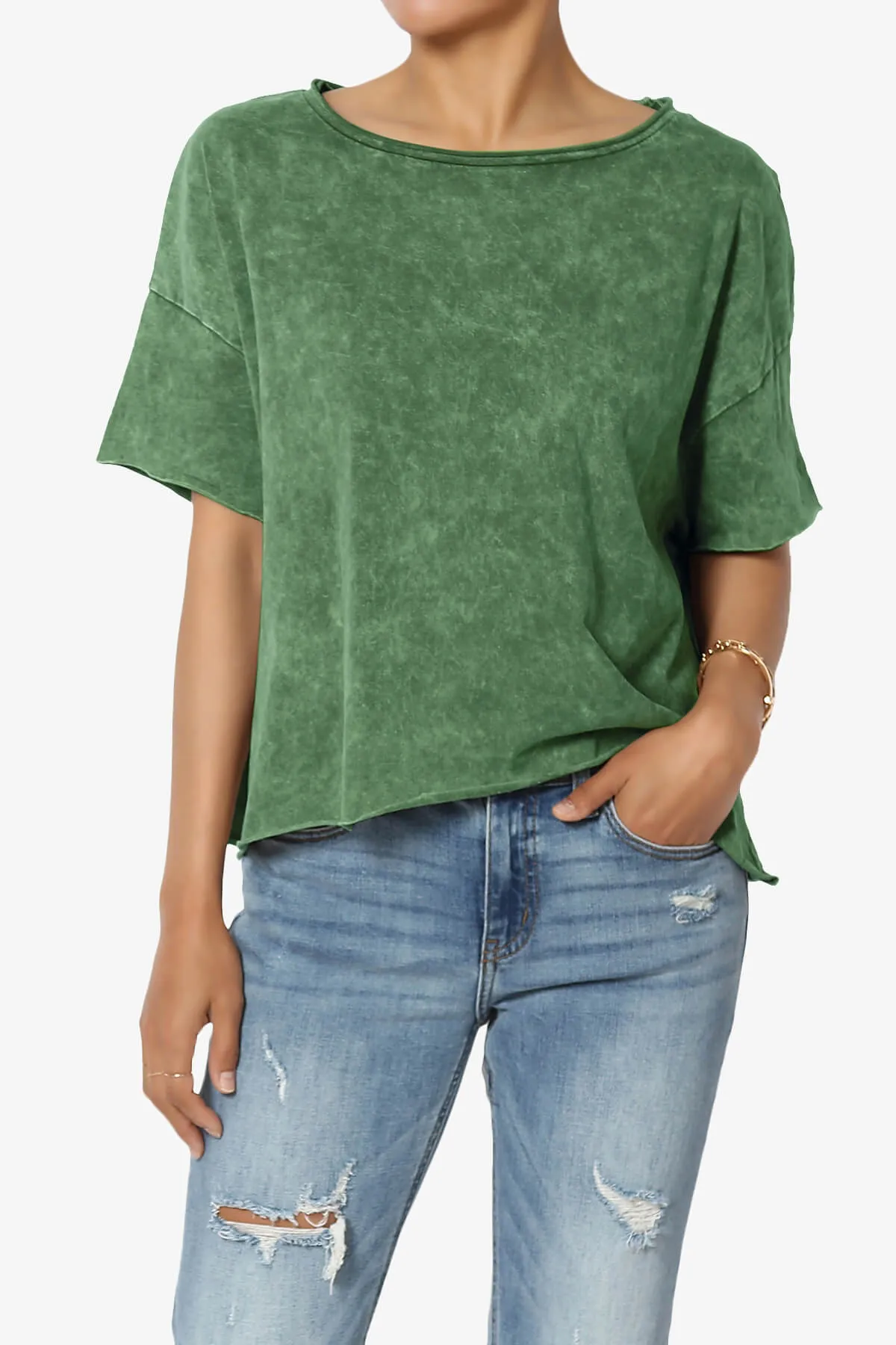 Kiralin Acid Wash Short Sleeve Crop T-Shirt