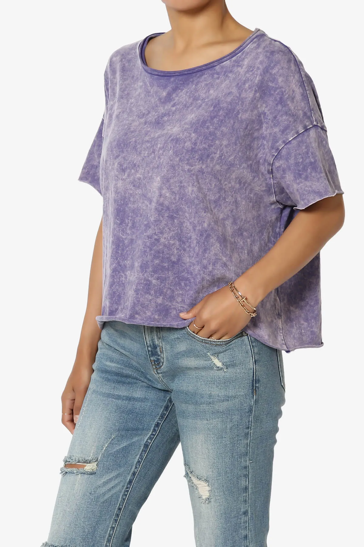 Kiralin Acid Wash Short Sleeve Crop T-Shirt