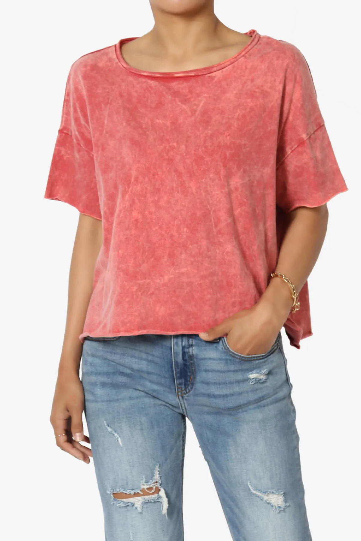 Kiralin Acid Wash Short Sleeve Crop T-Shirt