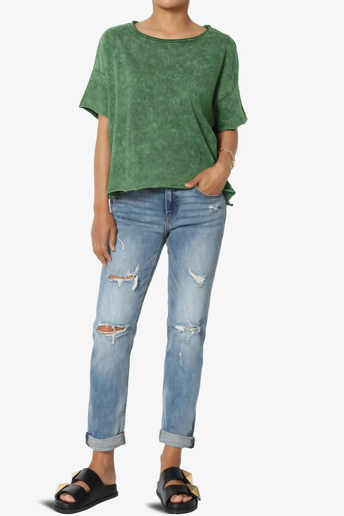 Kiralin Acid Wash Short Sleeve Crop T-Shirt