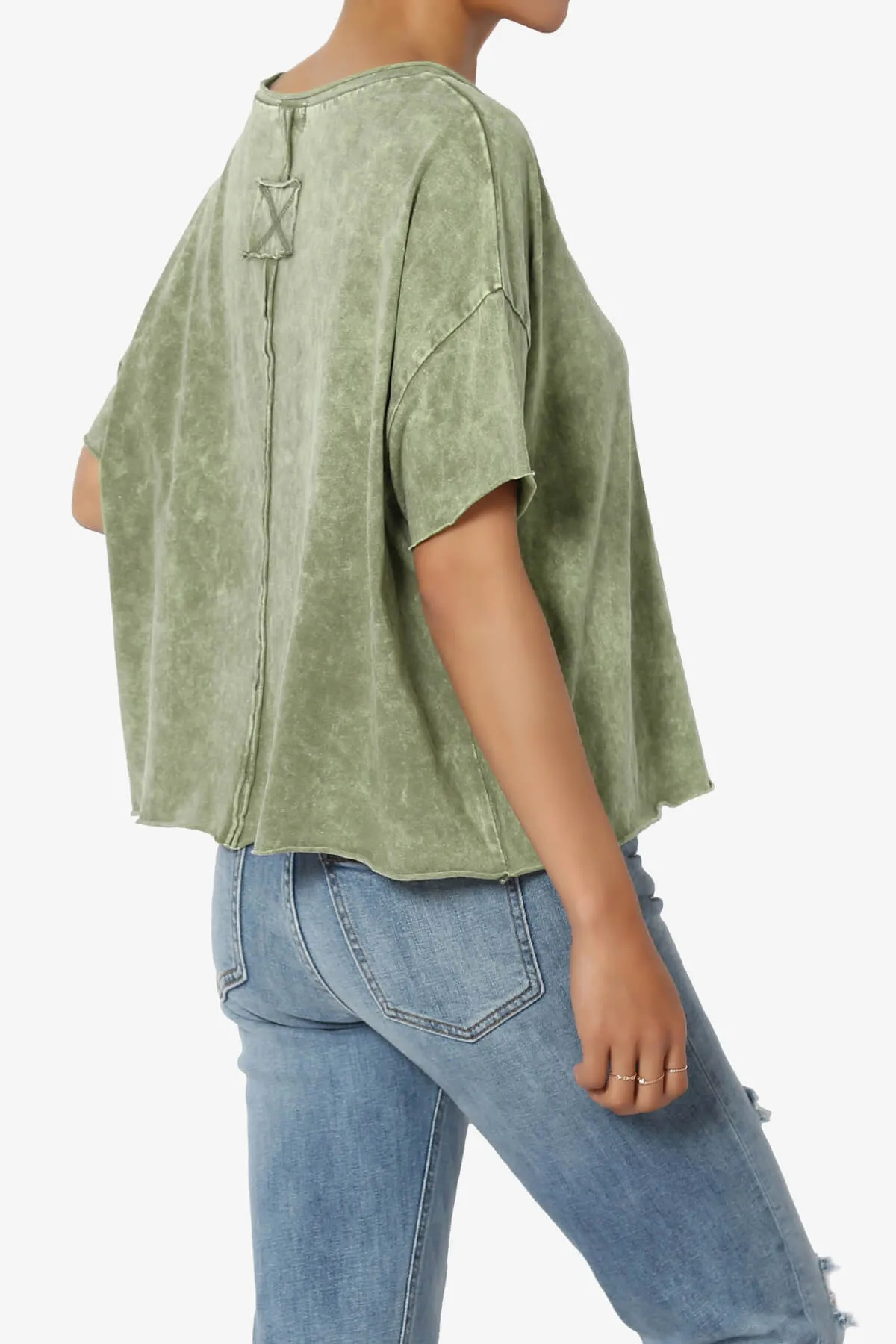 Kiralin Acid Wash Short Sleeve Crop T-Shirt