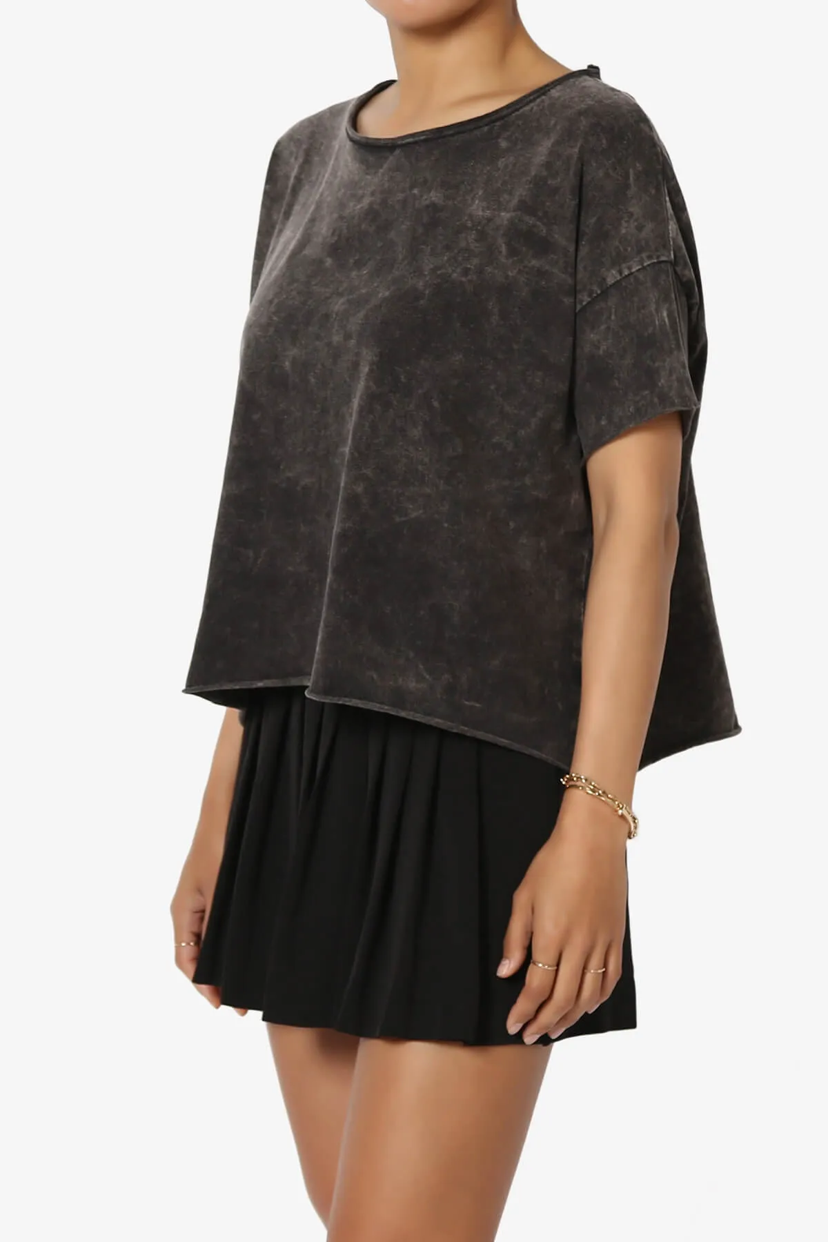 Kiralin Acid Wash Short Sleeve Crop T-Shirt