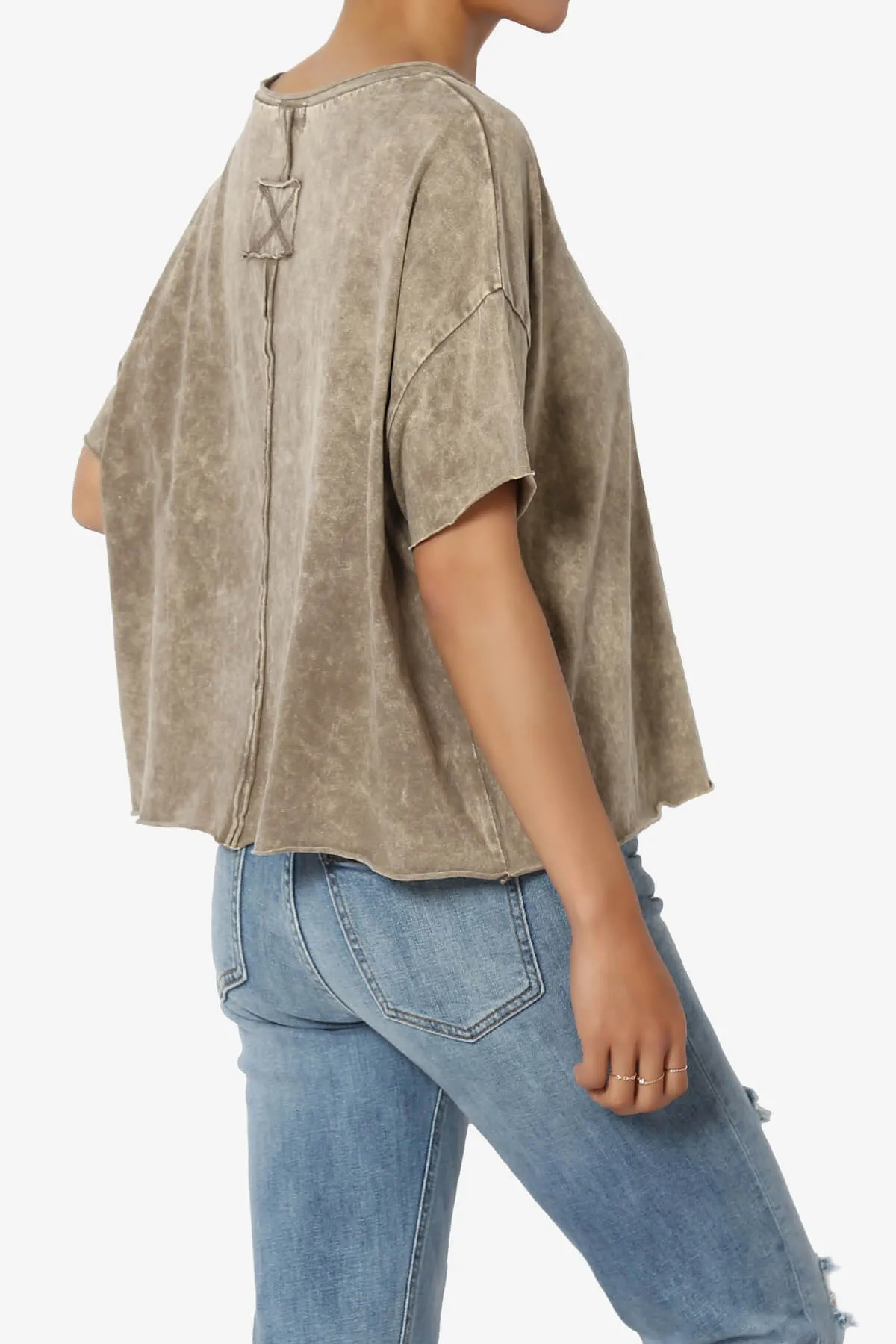 Kiralin Acid Wash Short Sleeve Crop T-Shirt