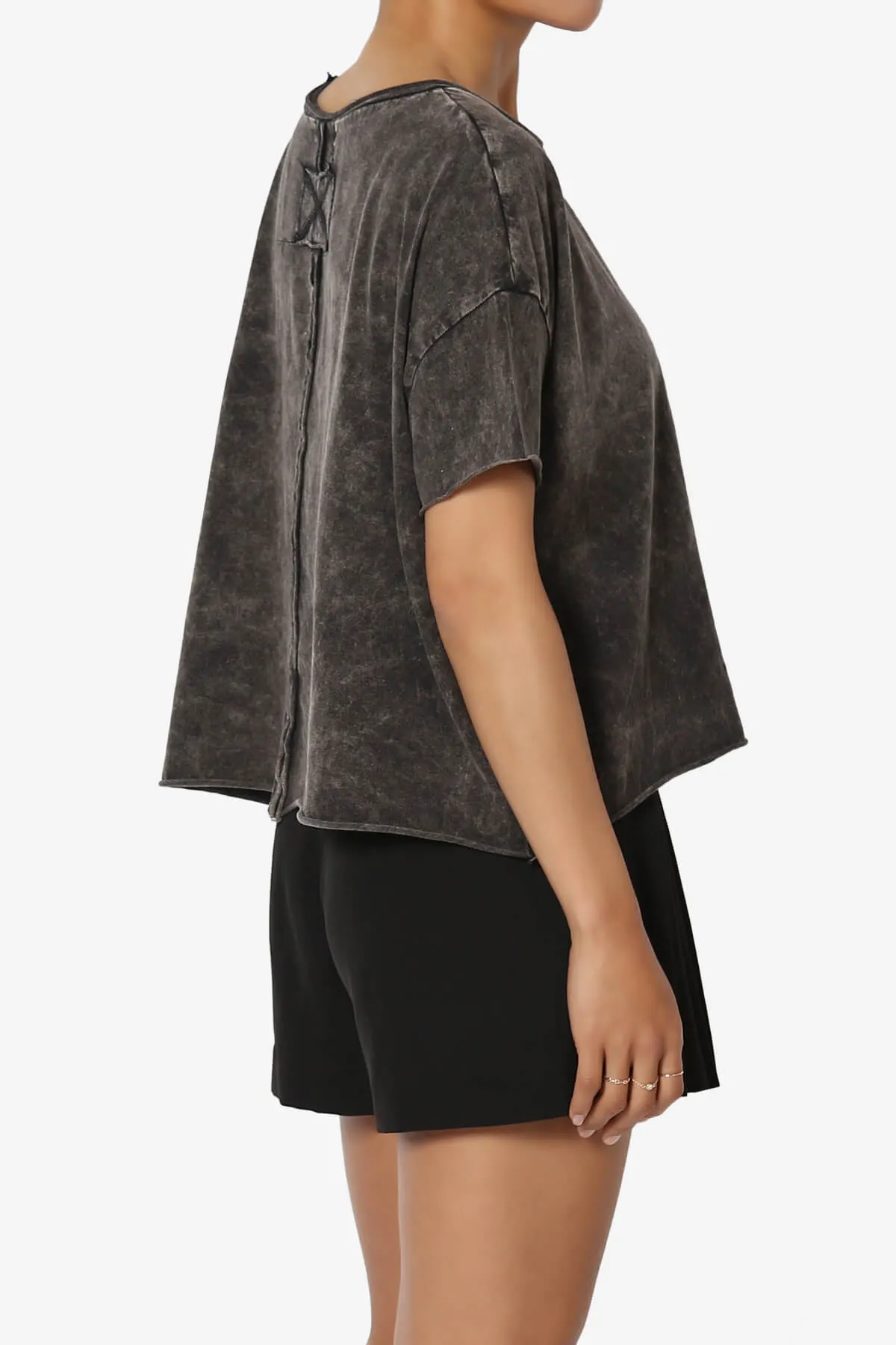 Kiralin Acid Wash Short Sleeve Crop T-Shirt