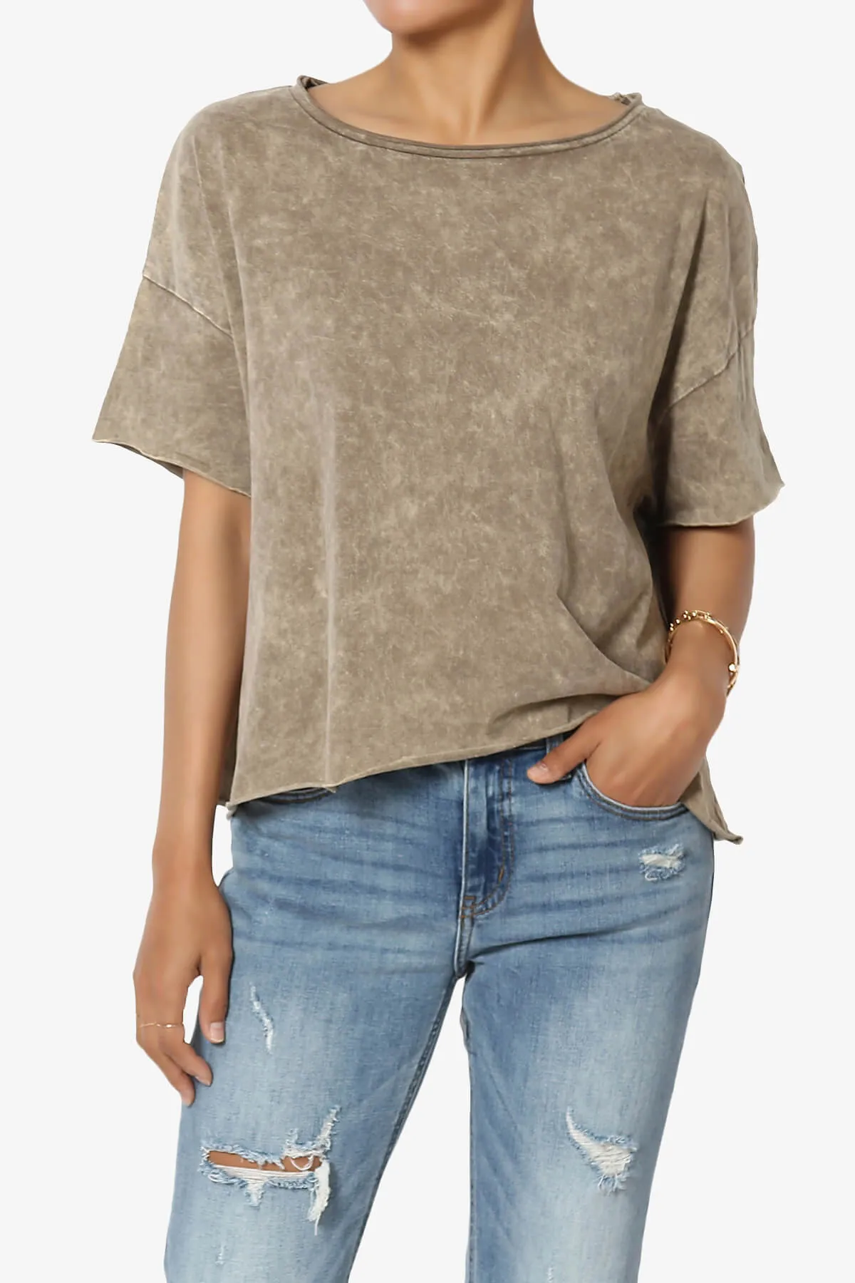Kiralin Acid Wash Short Sleeve Crop T-Shirt
