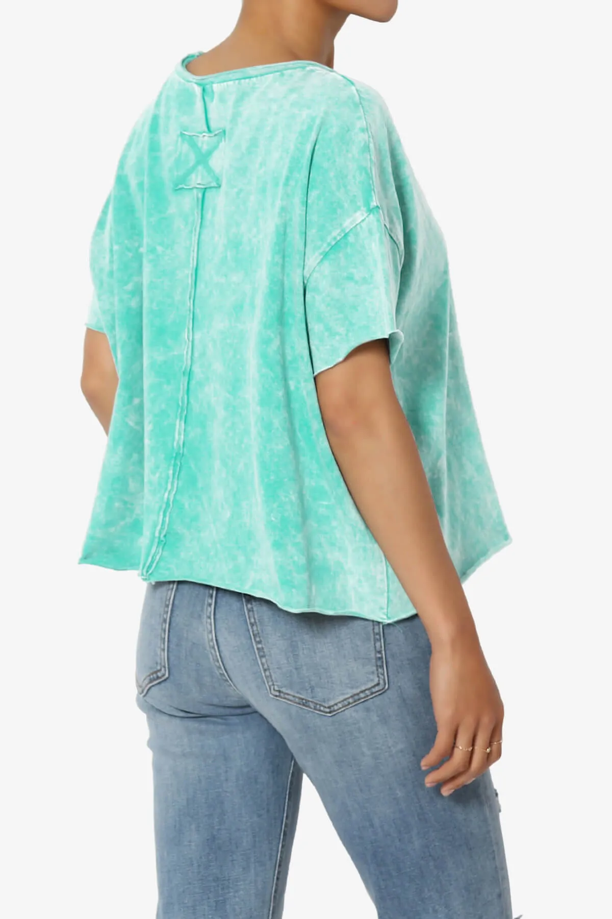 Kiralin Acid Wash Short Sleeve Crop T-Shirt
