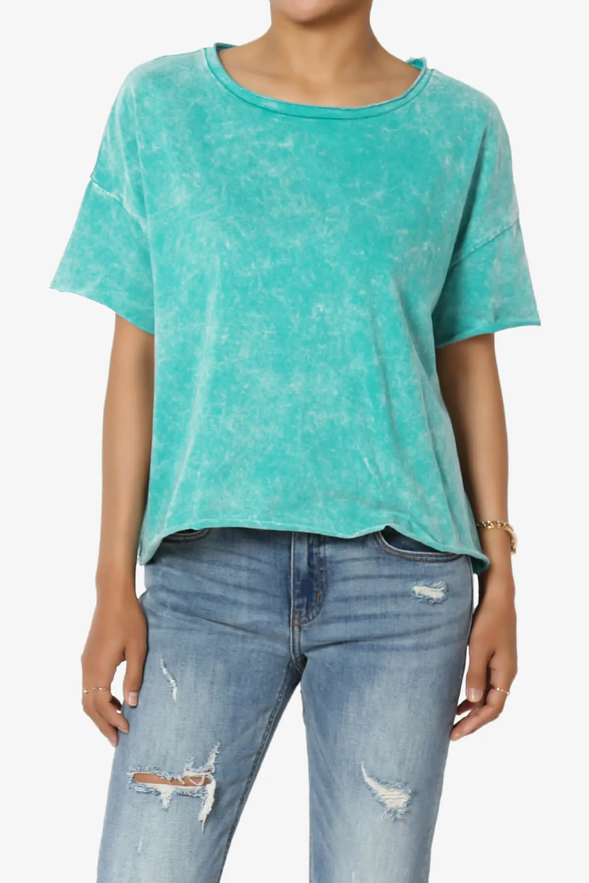 Kiralin Acid Wash Short Sleeve Crop T-Shirt