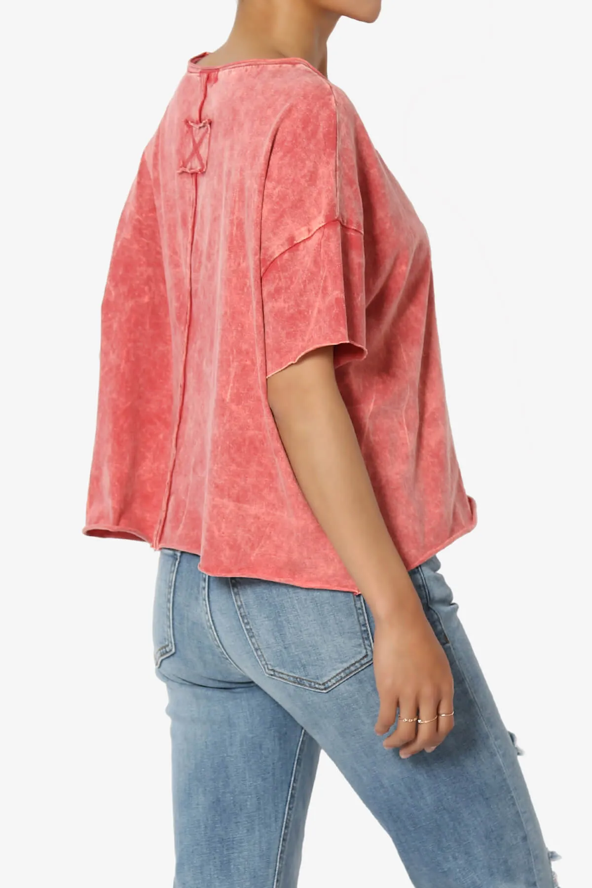 Kiralin Acid Wash Short Sleeve Crop T-Shirt