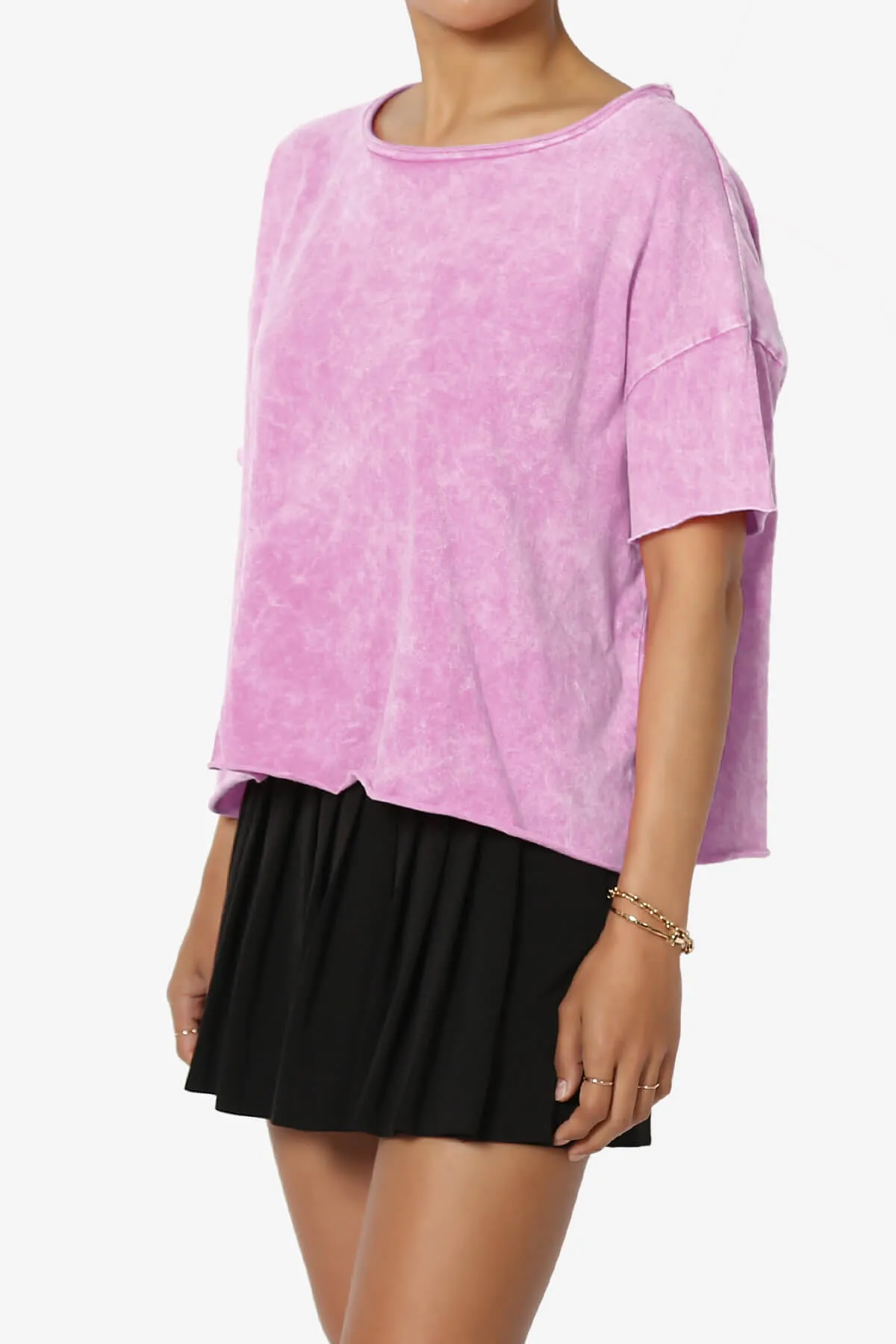 Kiralin Acid Wash Short Sleeve Crop T-Shirt