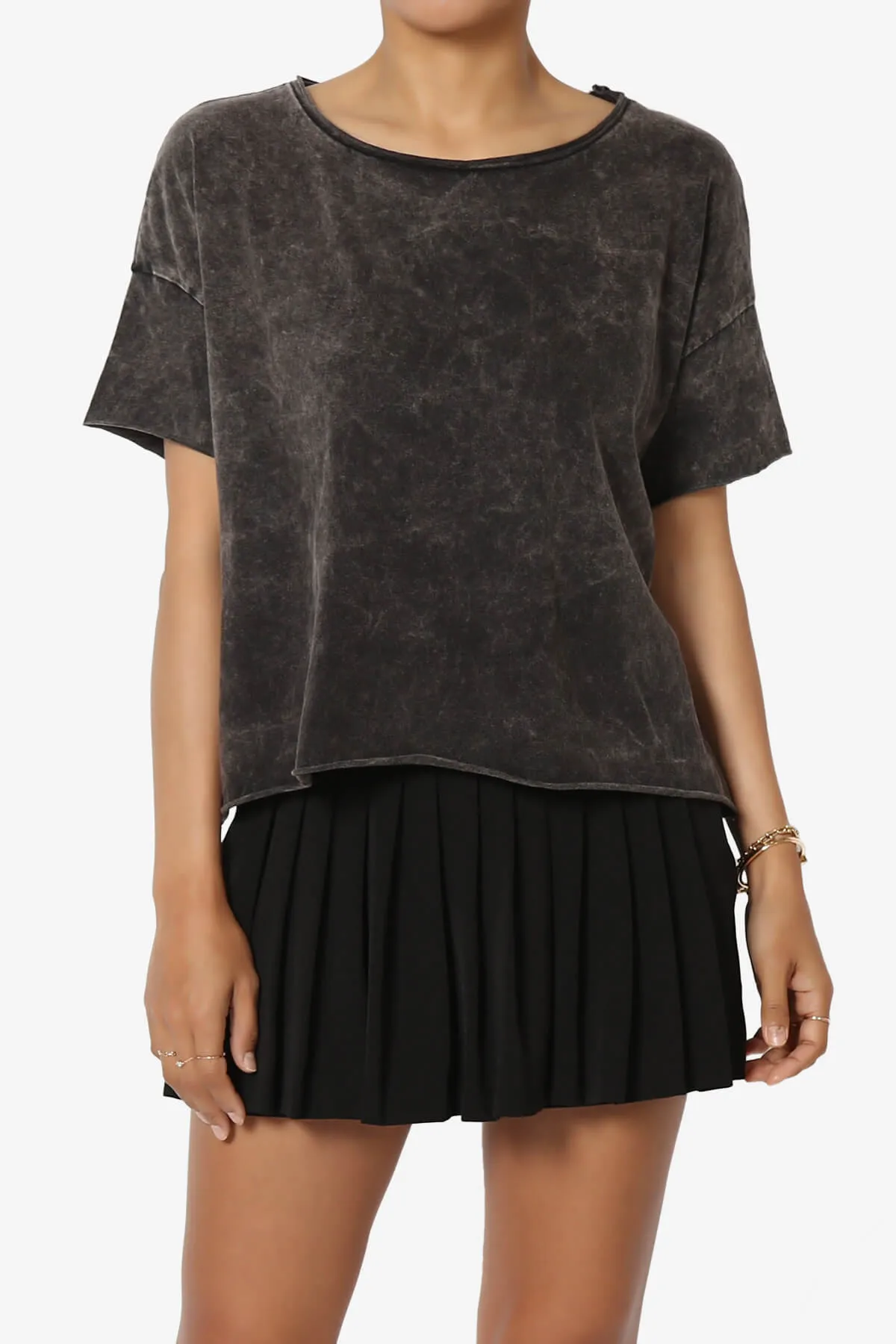 Kiralin Acid Wash Short Sleeve Crop T-Shirt