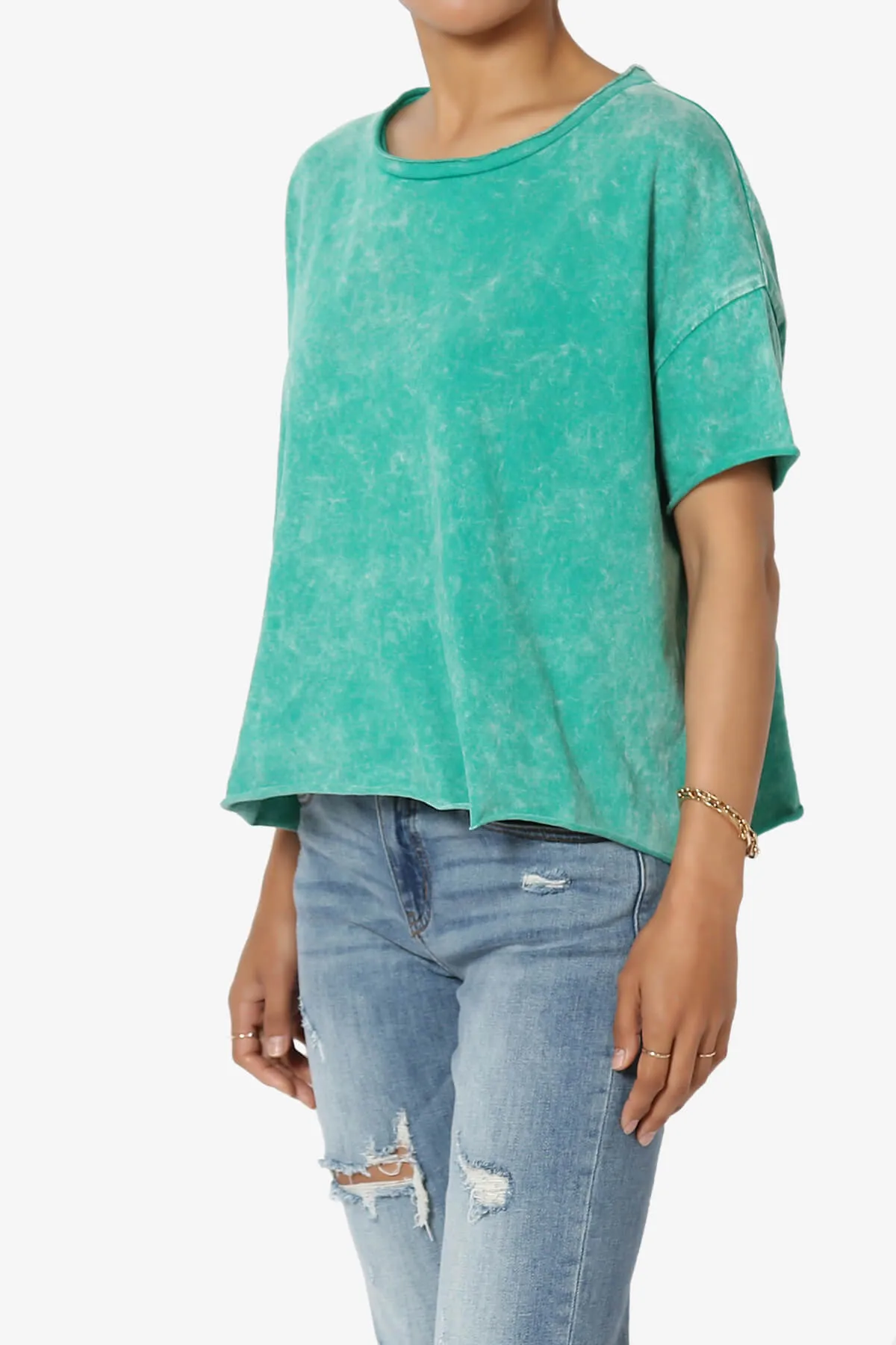 Kiralin Acid Wash Short Sleeve Crop T-Shirt