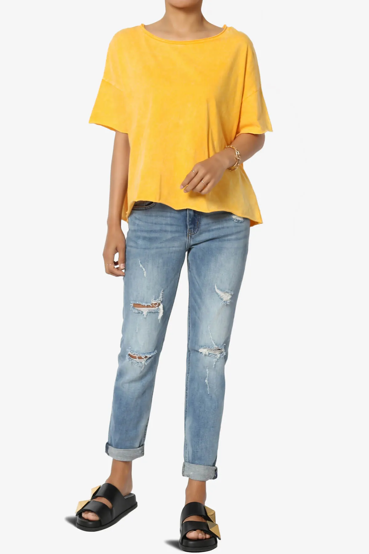 Kiralin Acid Wash Short Sleeve Crop T-Shirt