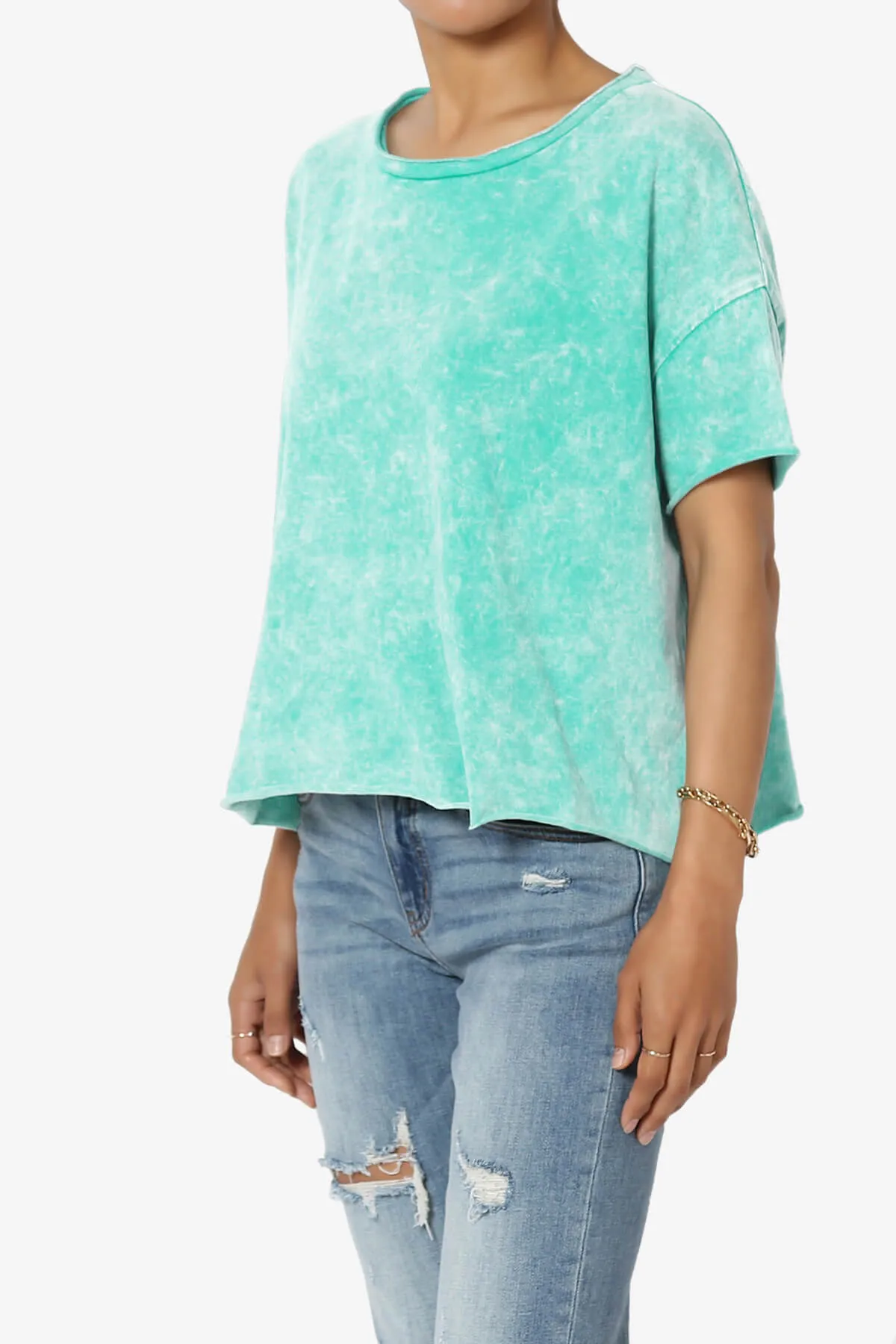 Kiralin Acid Wash Short Sleeve Crop T-Shirt