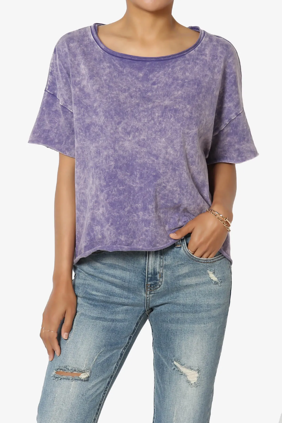 Kiralin Acid Wash Short Sleeve Crop T-Shirt