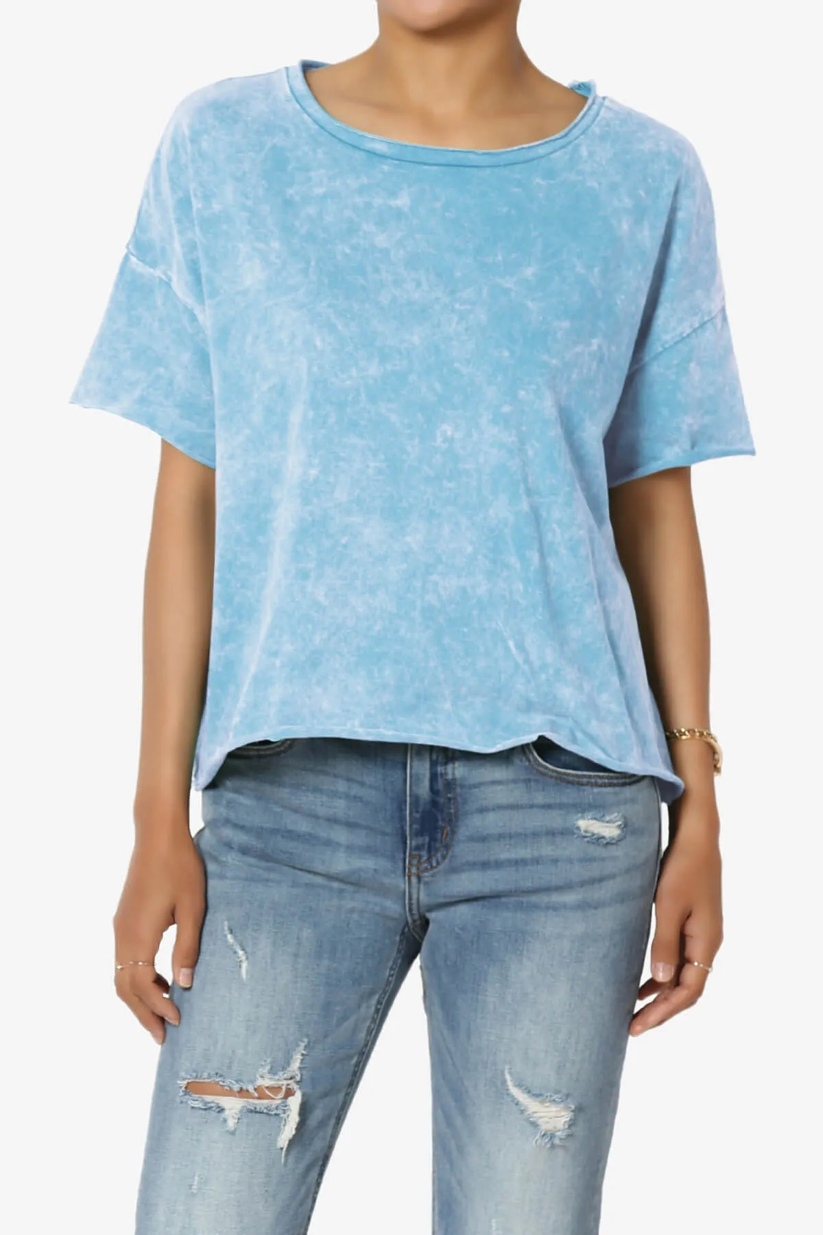 Kiralin Acid Wash Short Sleeve Crop T-Shirt