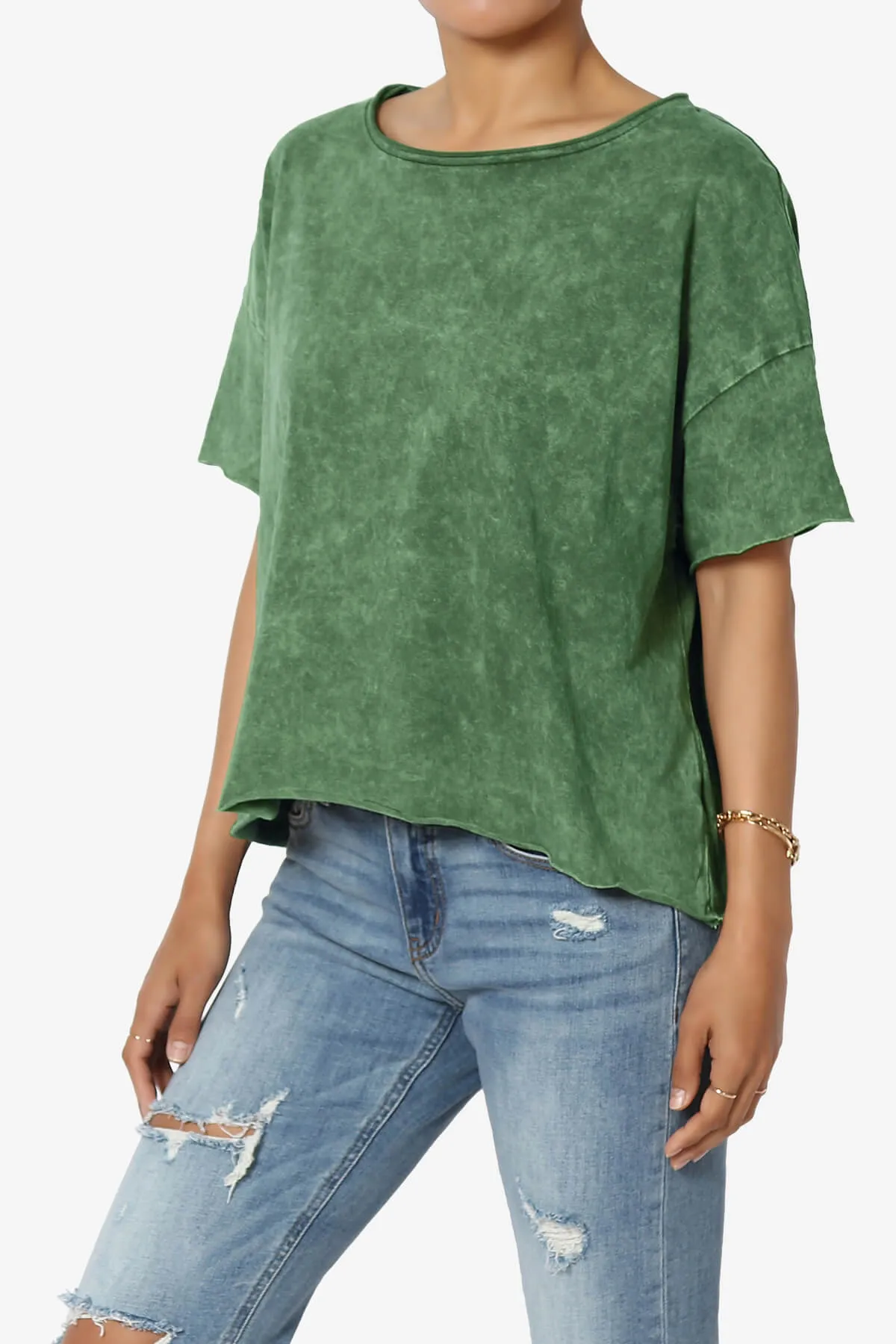 Kiralin Acid Wash Short Sleeve Crop T-Shirt