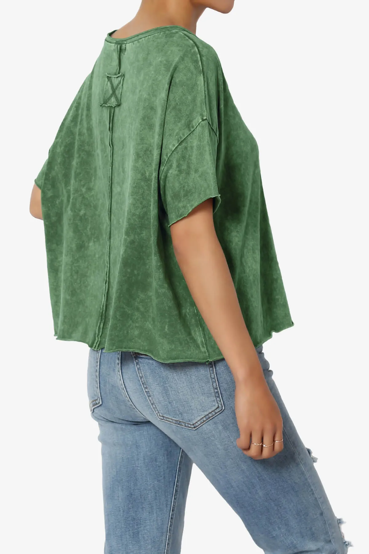 Kiralin Acid Wash Short Sleeve Crop T-Shirt