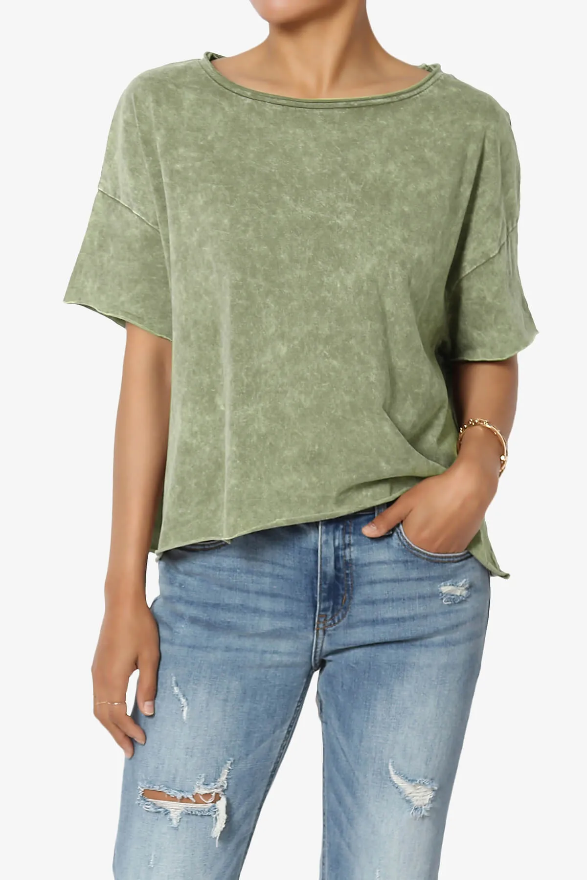 Kiralin Acid Wash Short Sleeve Crop T-Shirt