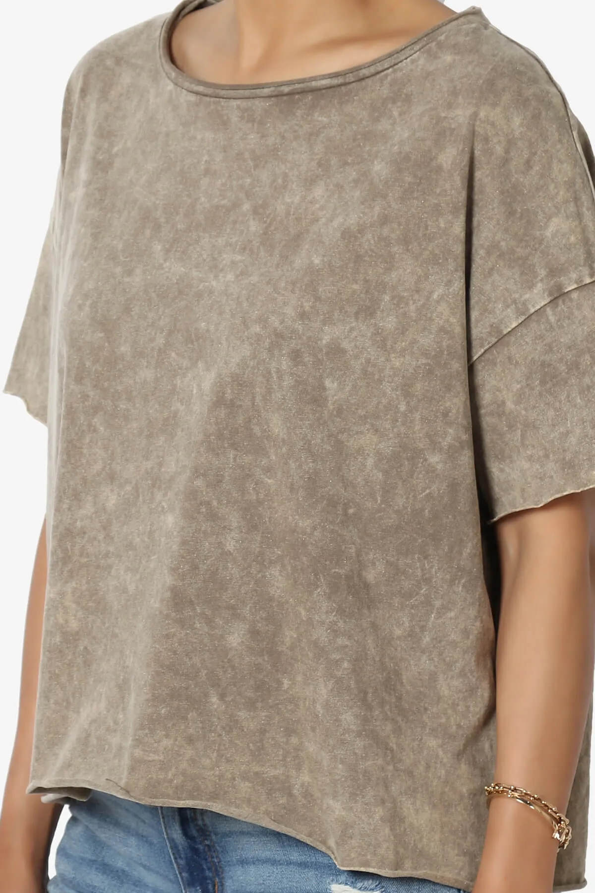 Kiralin Acid Wash Short Sleeve Crop T-Shirt