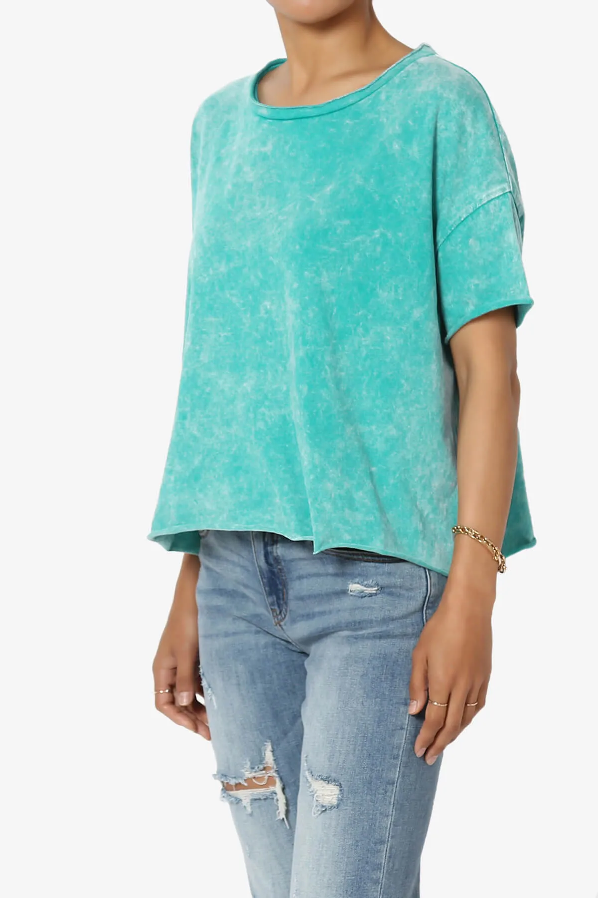 Kiralin Acid Wash Short Sleeve Crop T-Shirt