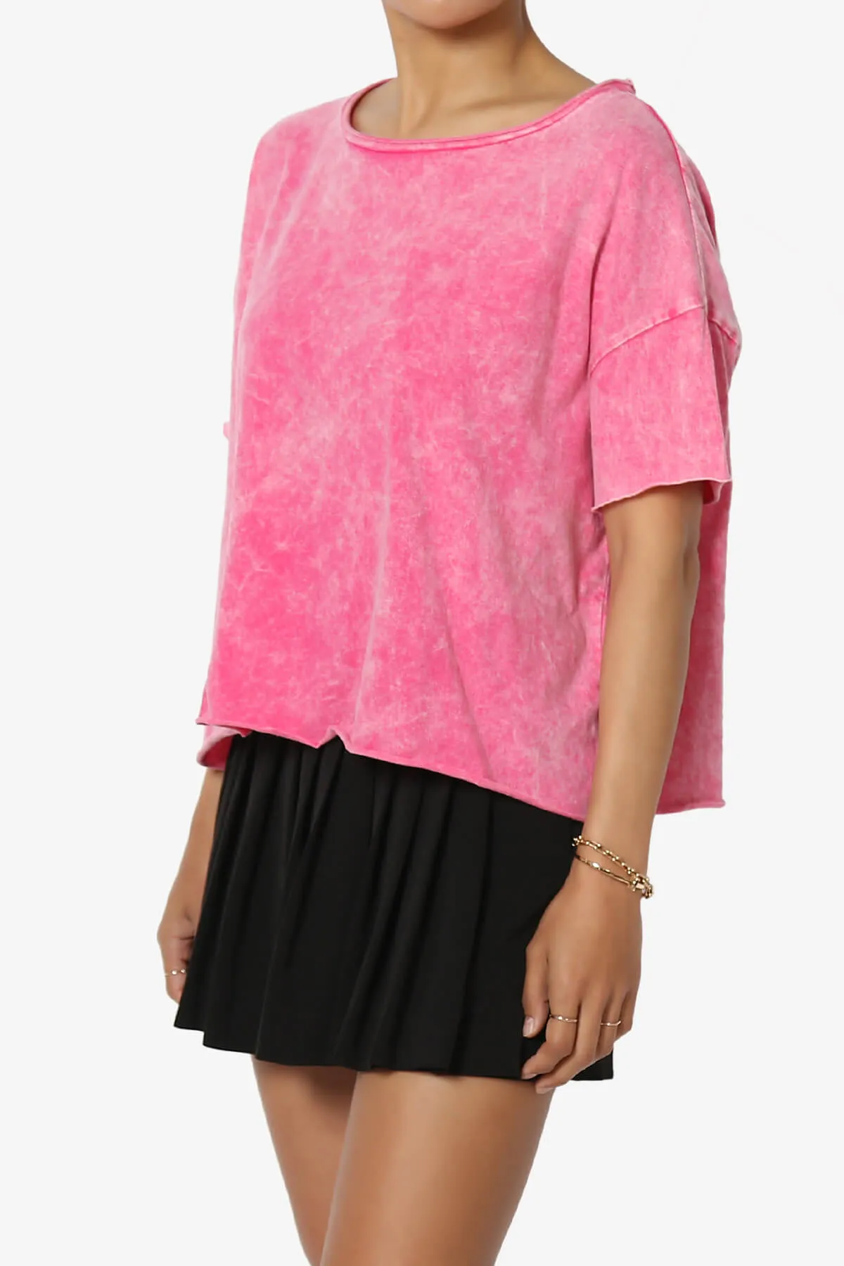 Kiralin Acid Wash Short Sleeve Crop T-Shirt