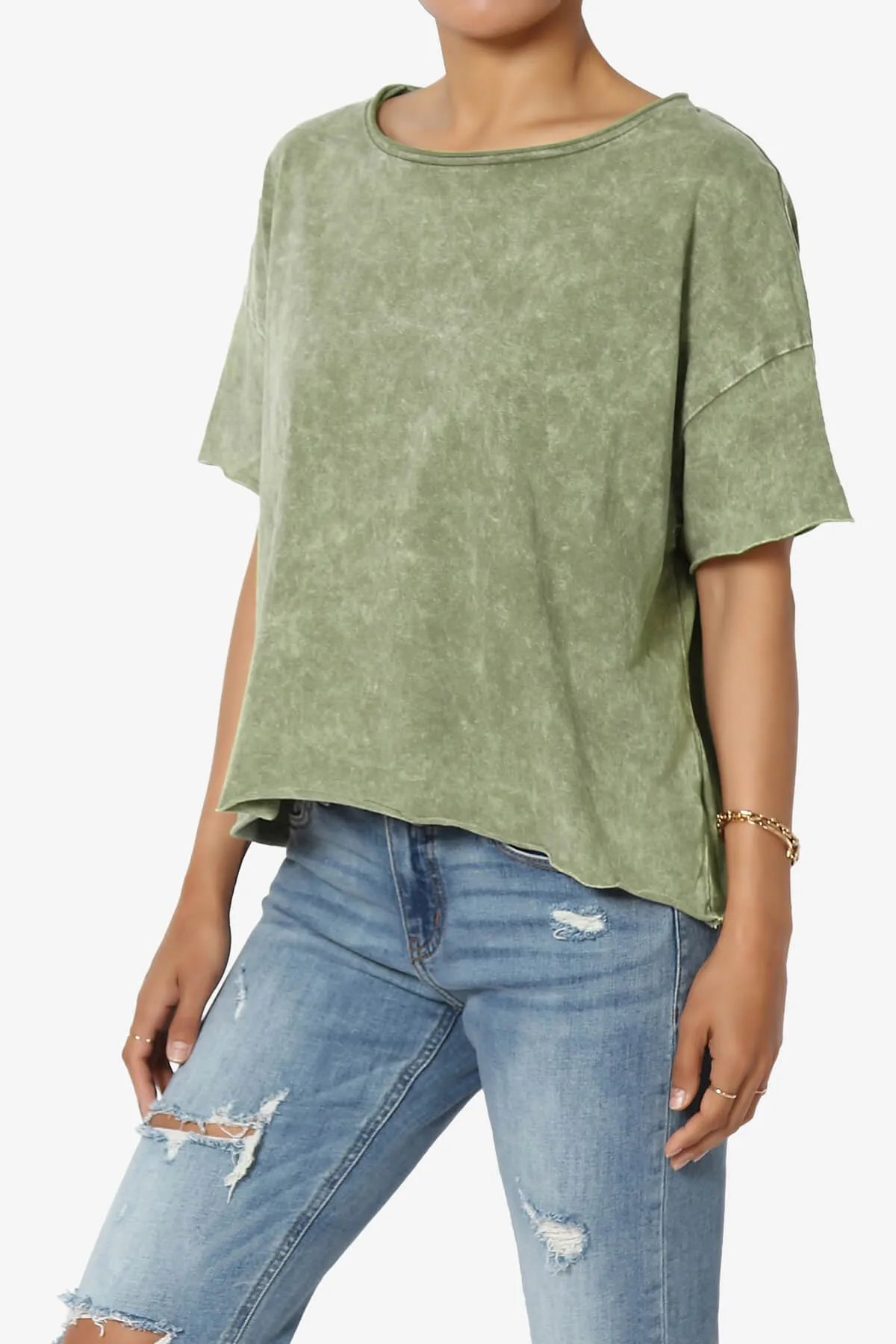 Kiralin Acid Wash Short Sleeve Crop T-Shirt