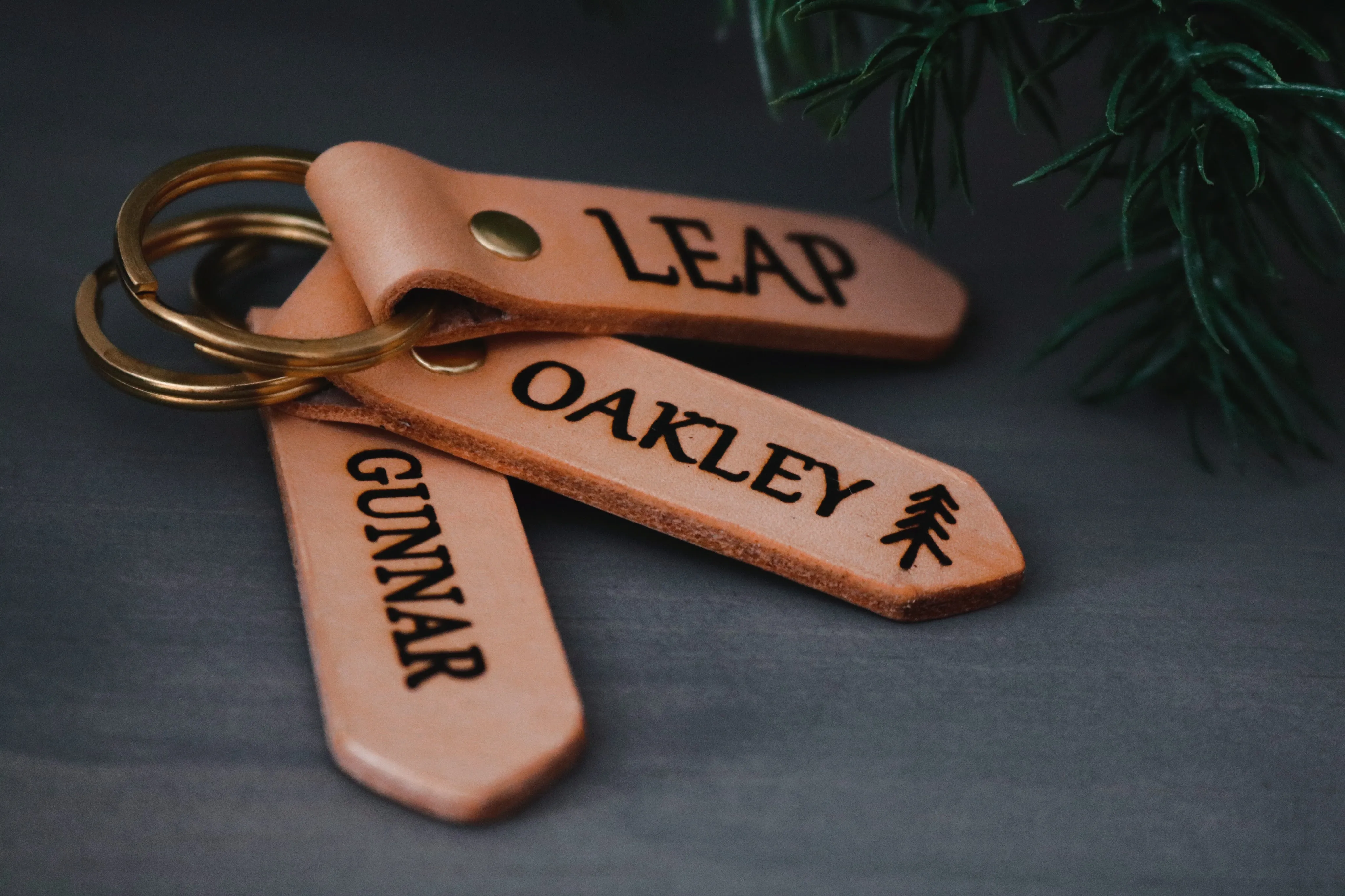 Leather Dog Tag or Keychain (Rose)