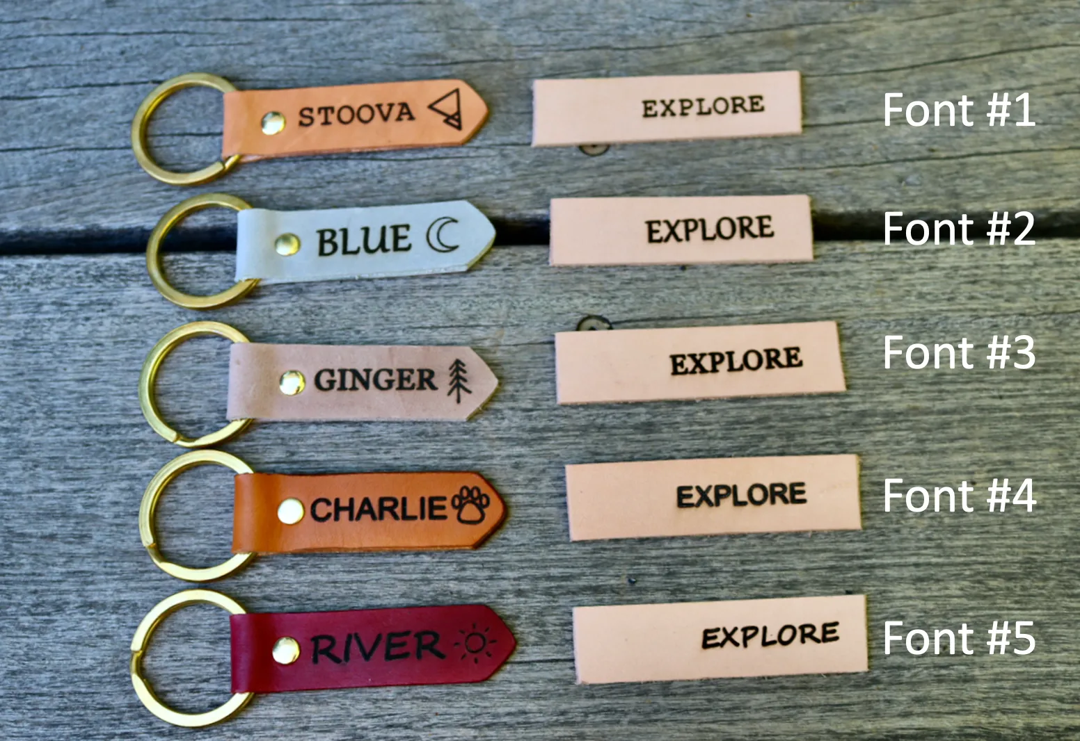Leather Dog Tag or Keychain (Rose)