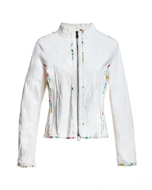 Leather Jacket with Floral Detail