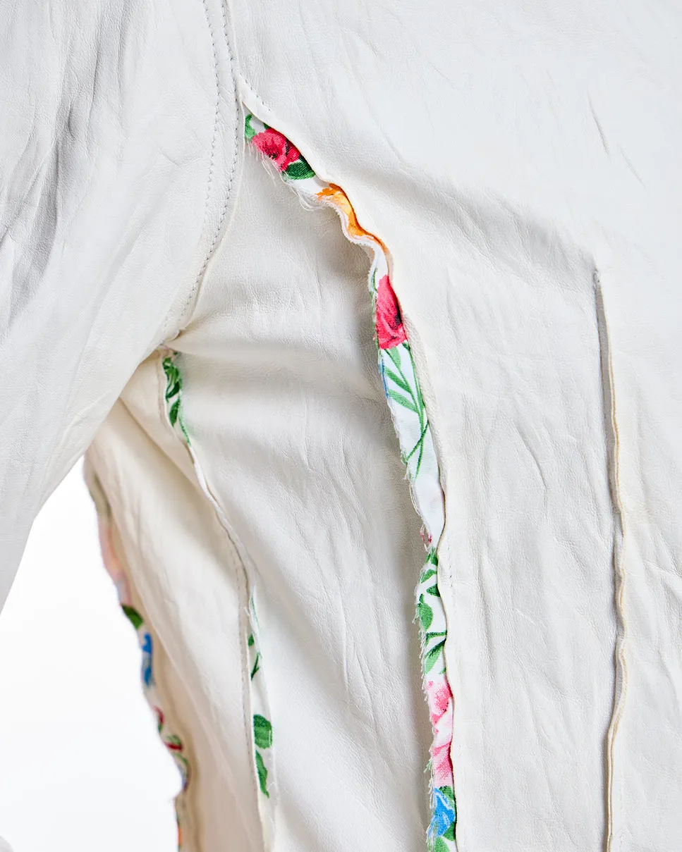 Leather Jacket with Floral Detail