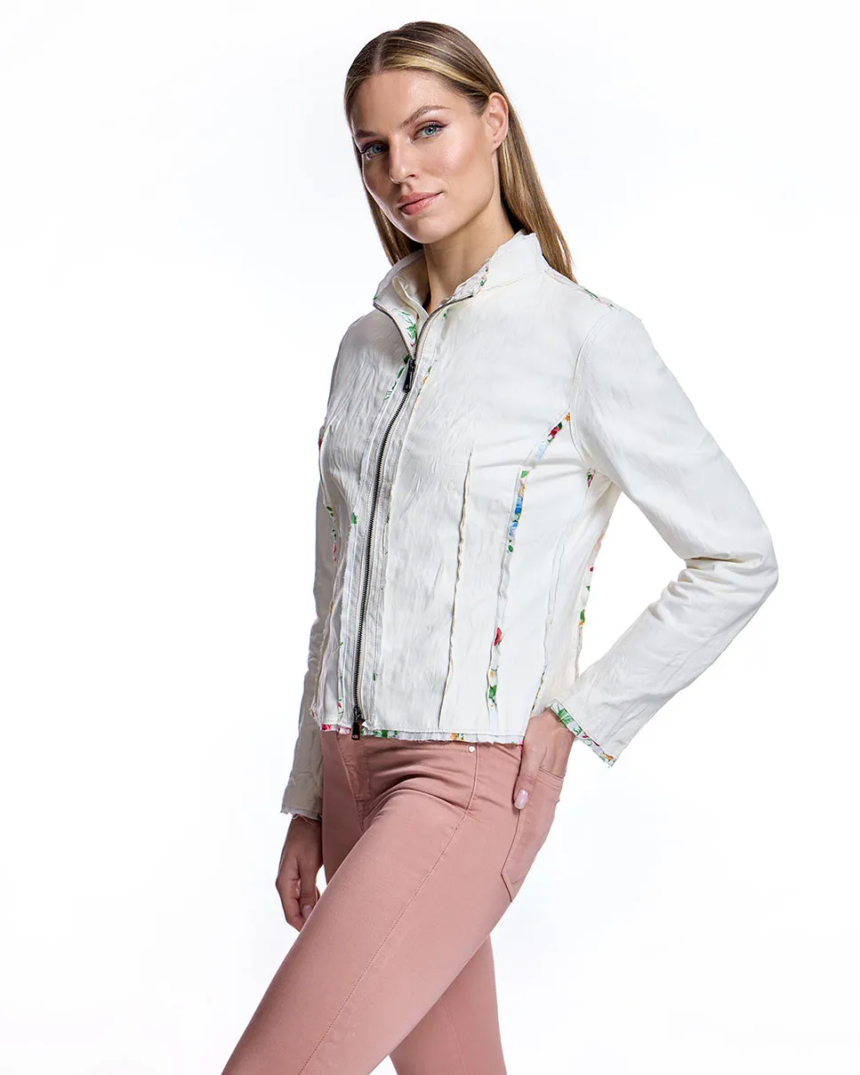Leather Jacket with Floral Detail