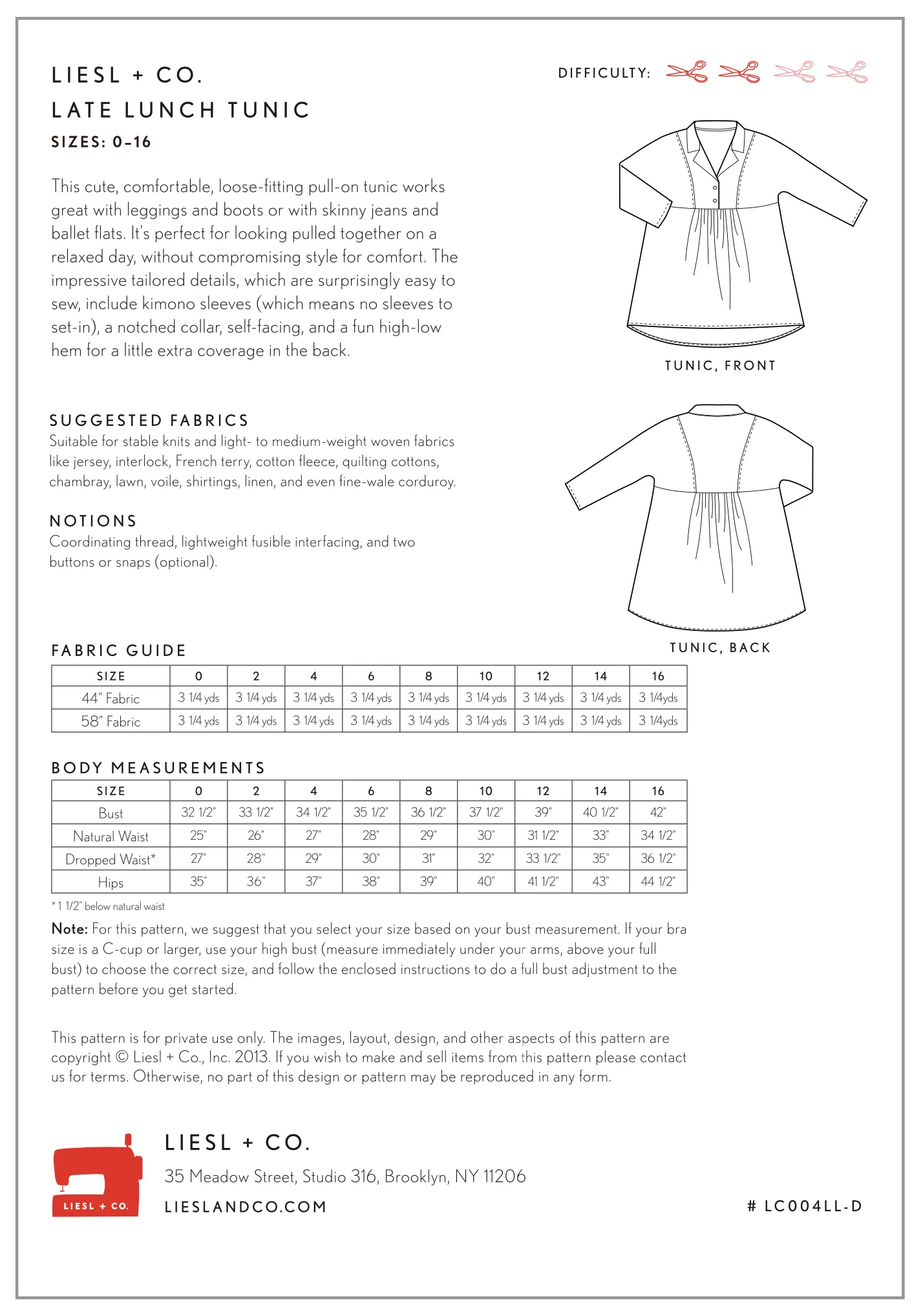 Liesl   Co Late Lunch Tunic PDF