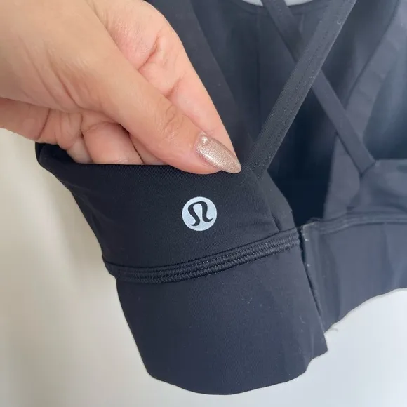 Lululemon Breathe it In Bra Black Mesh Cutout Front Strappy Back Sports Bra