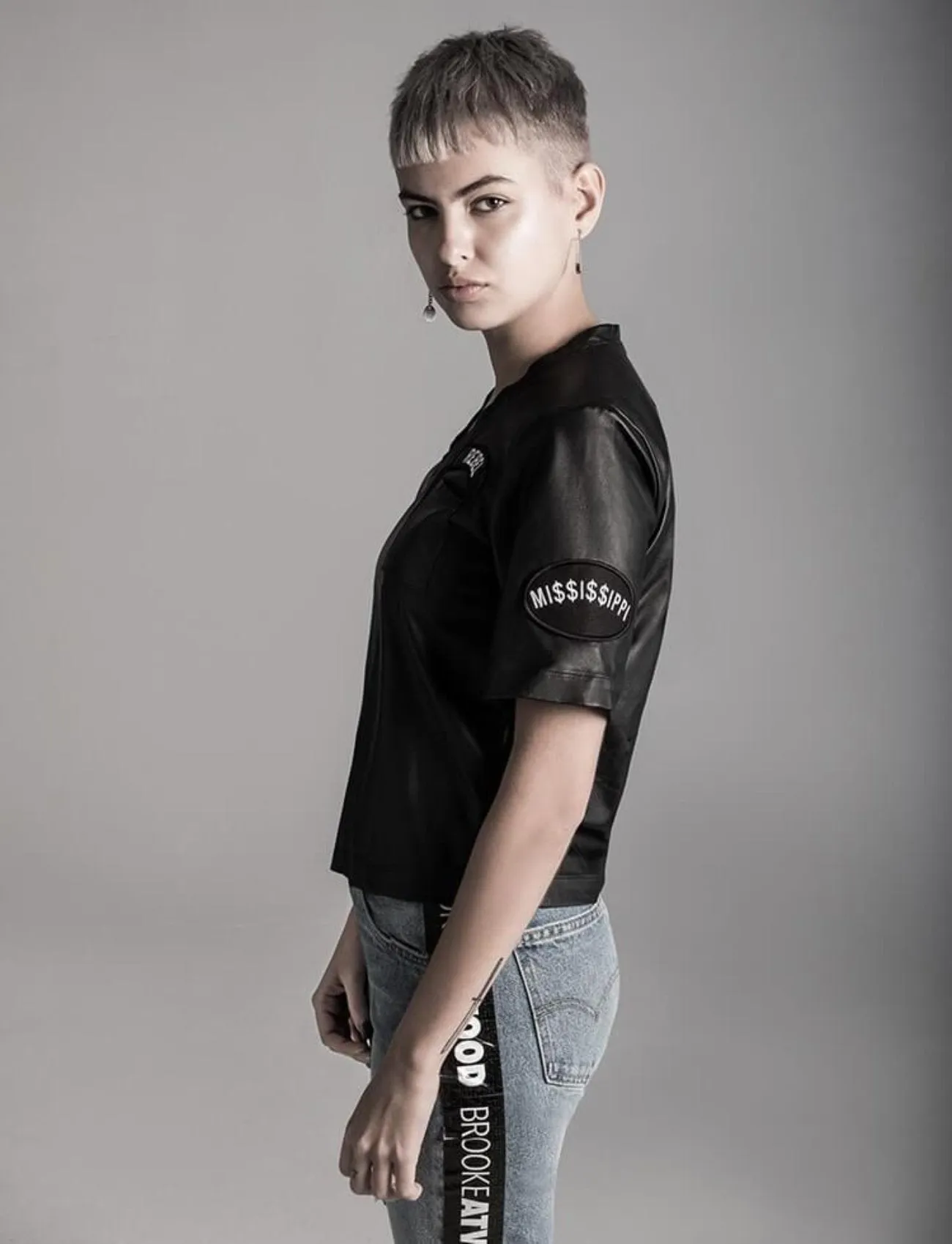 M$ BLUES LEATHER TEE