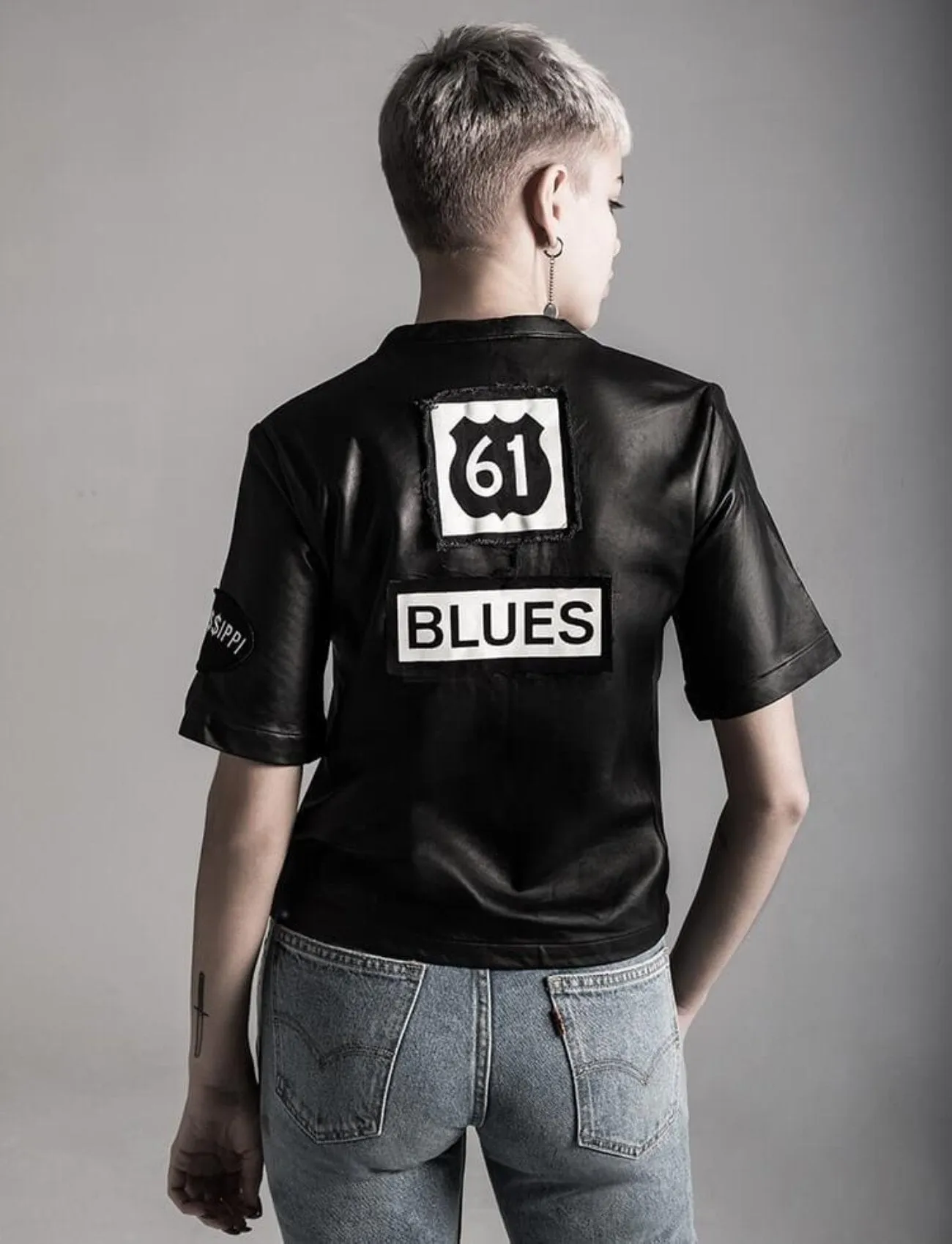 M$ BLUES LEATHER TEE