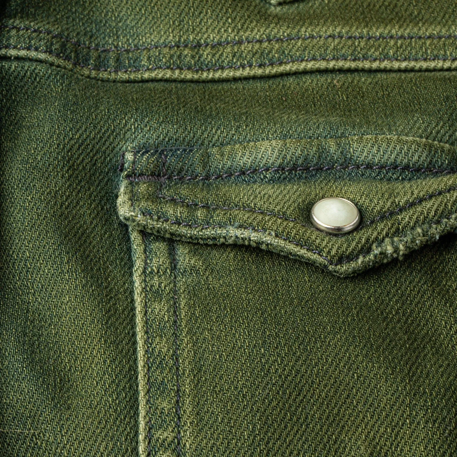 Maddi Fitted Western Snap Shirt In Avocado Over Dye