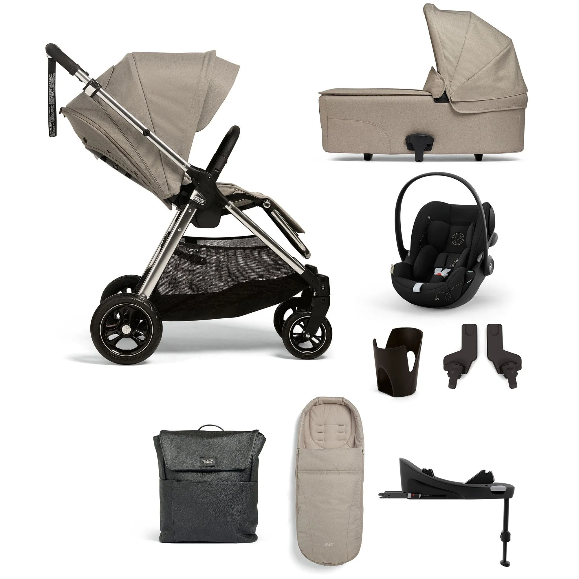 Mamas & Papas Flip XT³ 8 Piece Essentials Bundle with Car Seat - Fawn