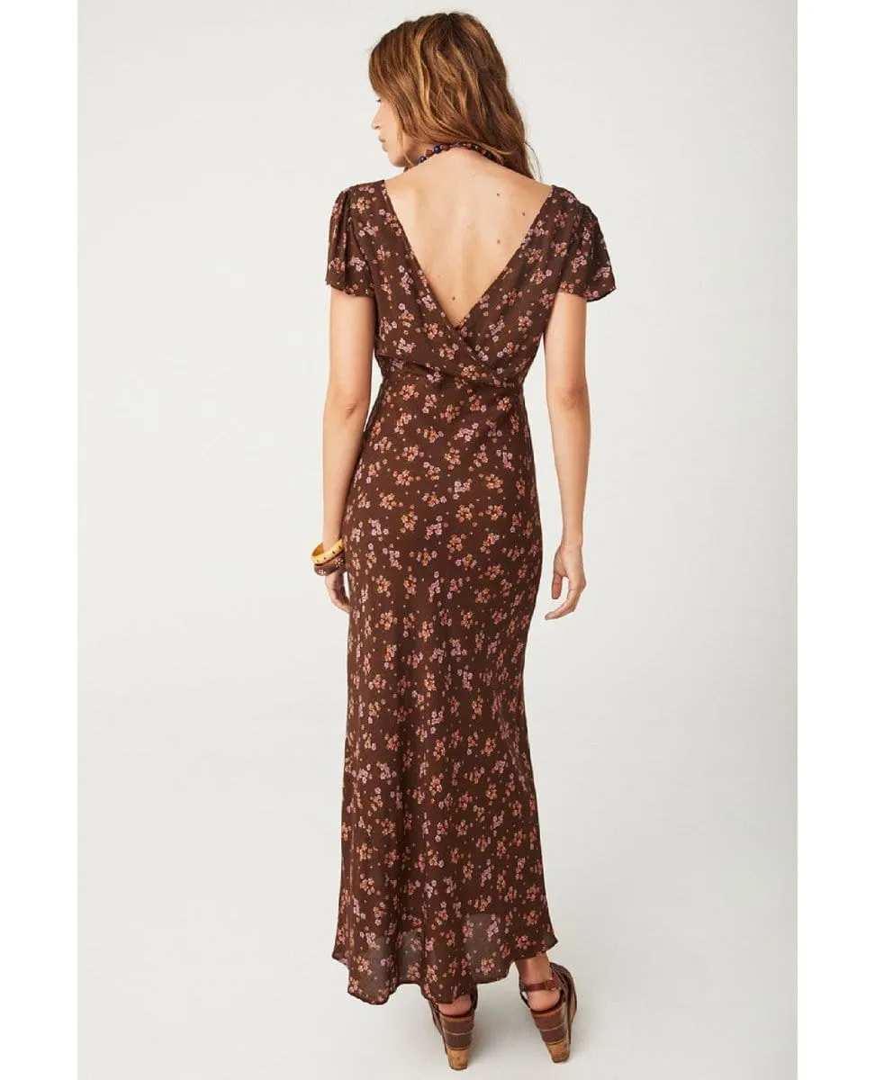 Melody Bias Antique Walnut Midi Dress