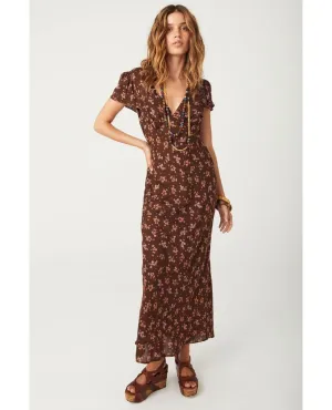 Melody Bias Antique Walnut Midi Dress