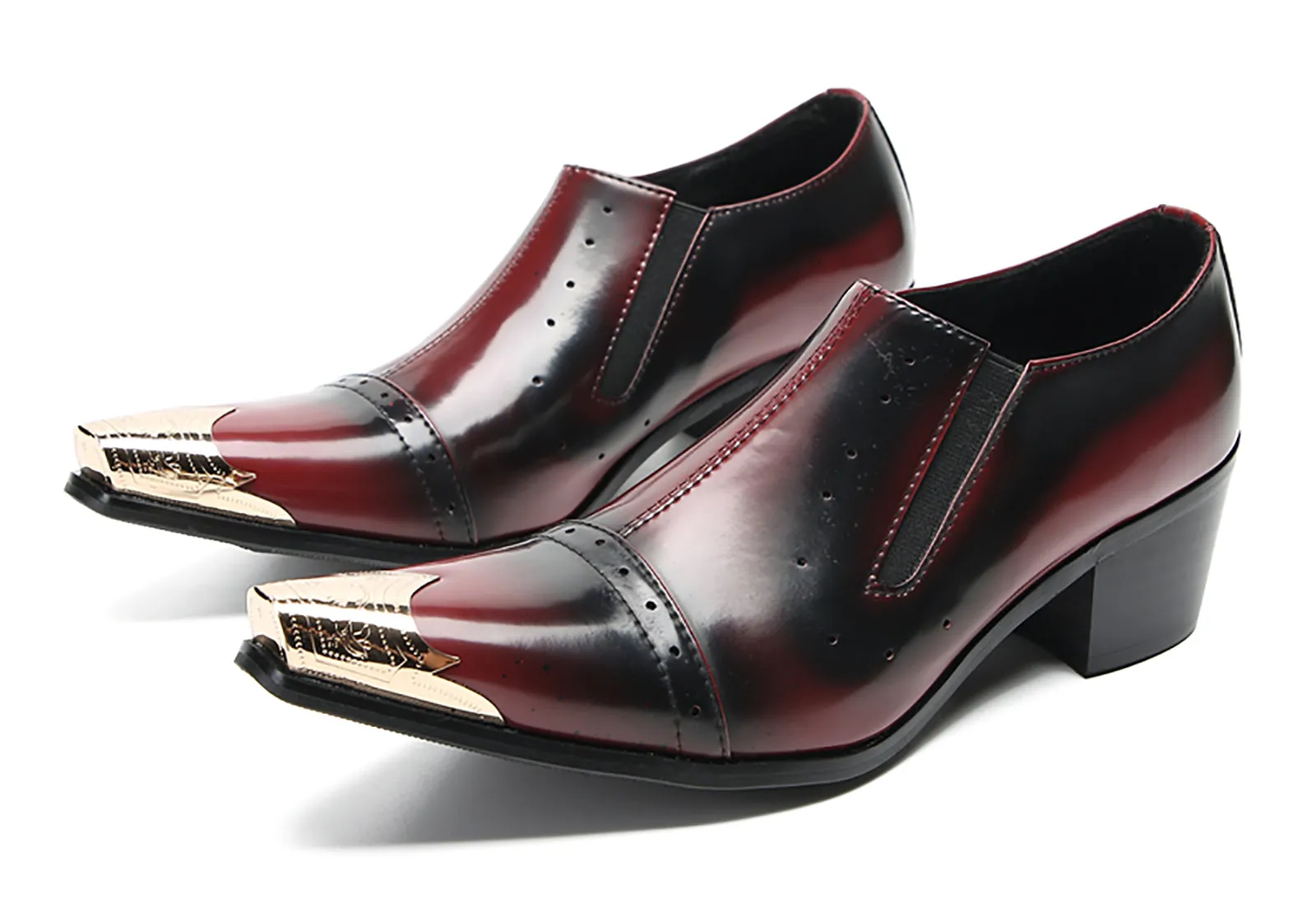 Men's Metal Pointed Toe Western Loafers